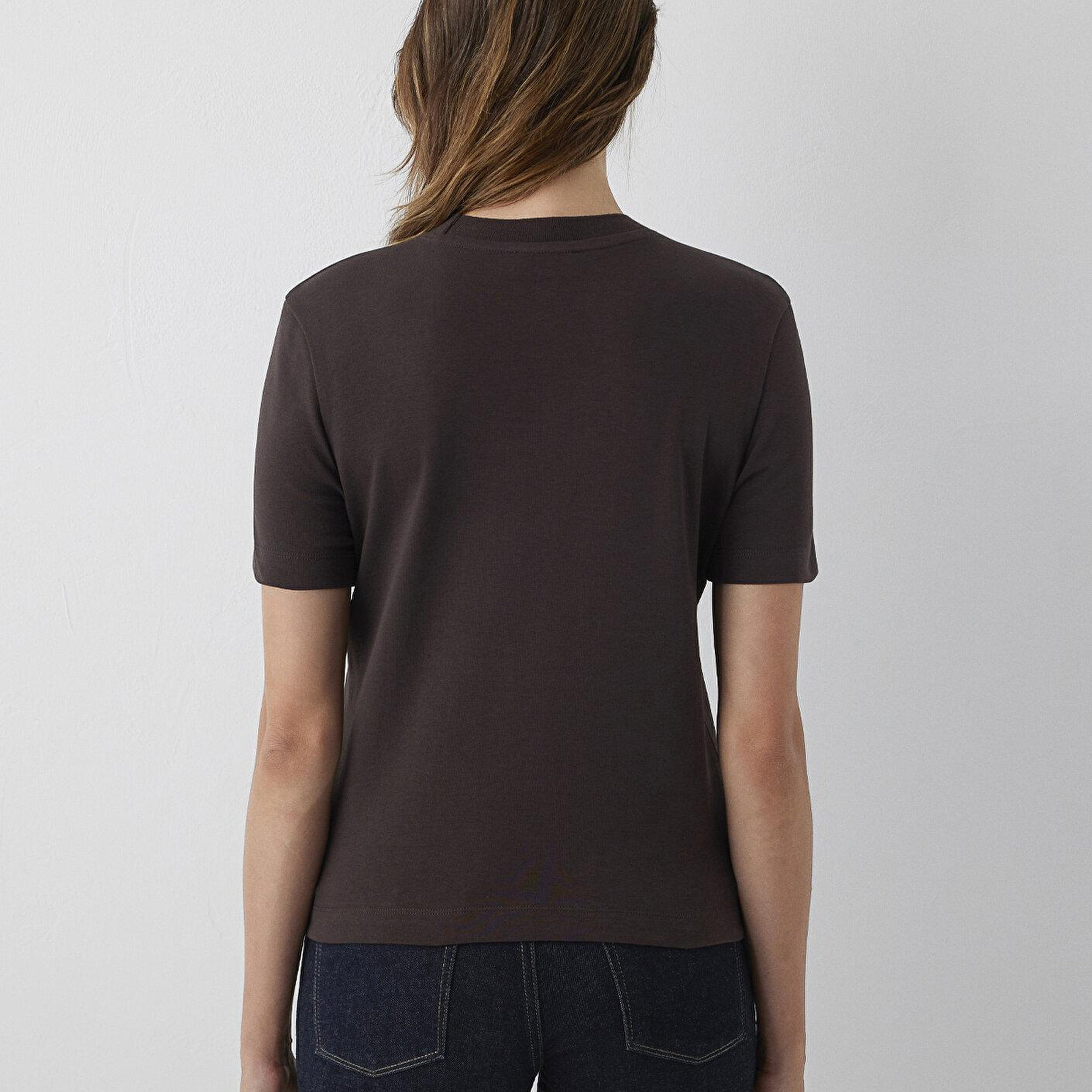 Mavi Kahverengi Basic Tişört Slim Fit / Dar Kesim 1614219-70240
