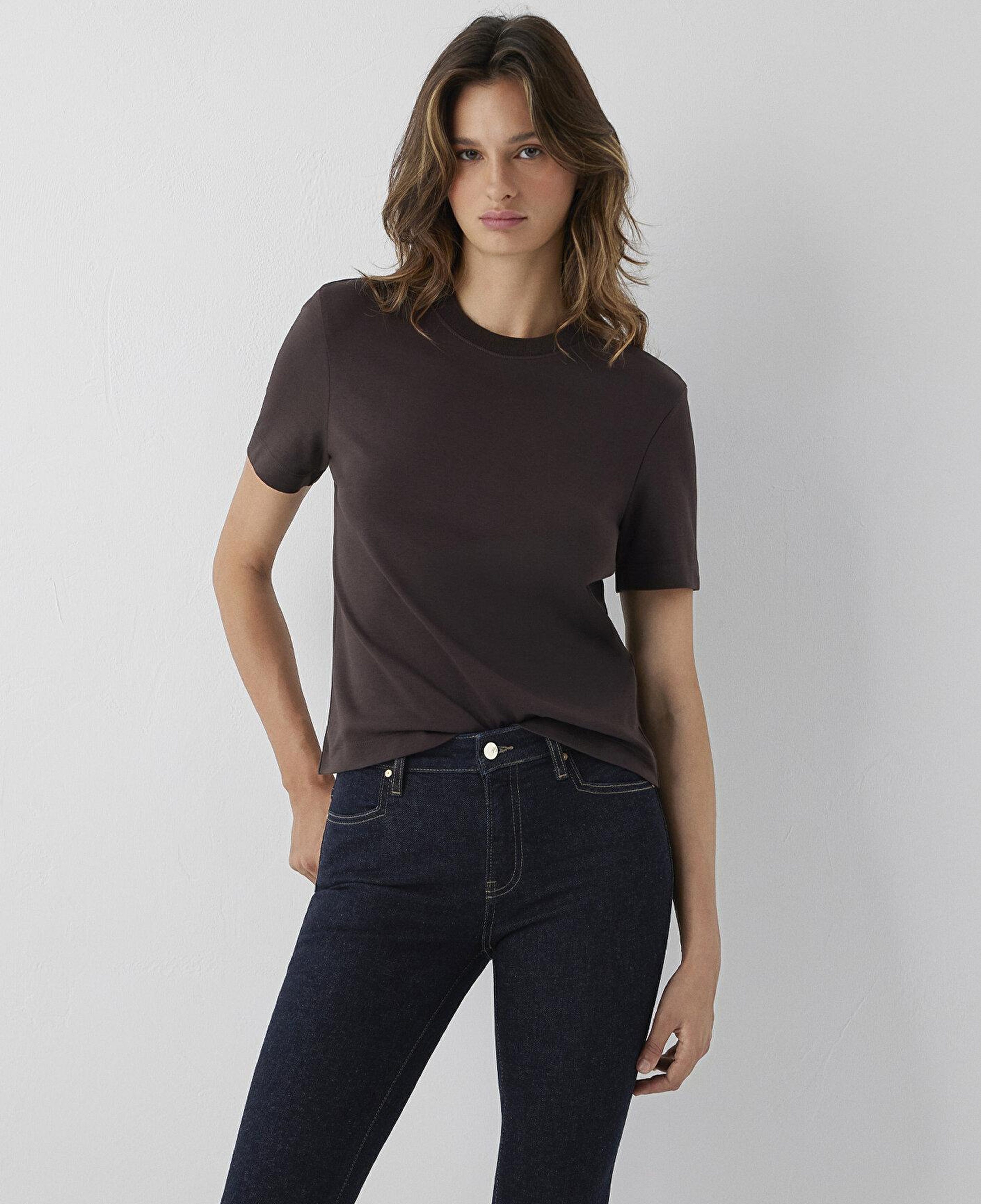 Mavi Kahverengi Basic Tişört Slim Fit / Dar Kesim 1614219-70240