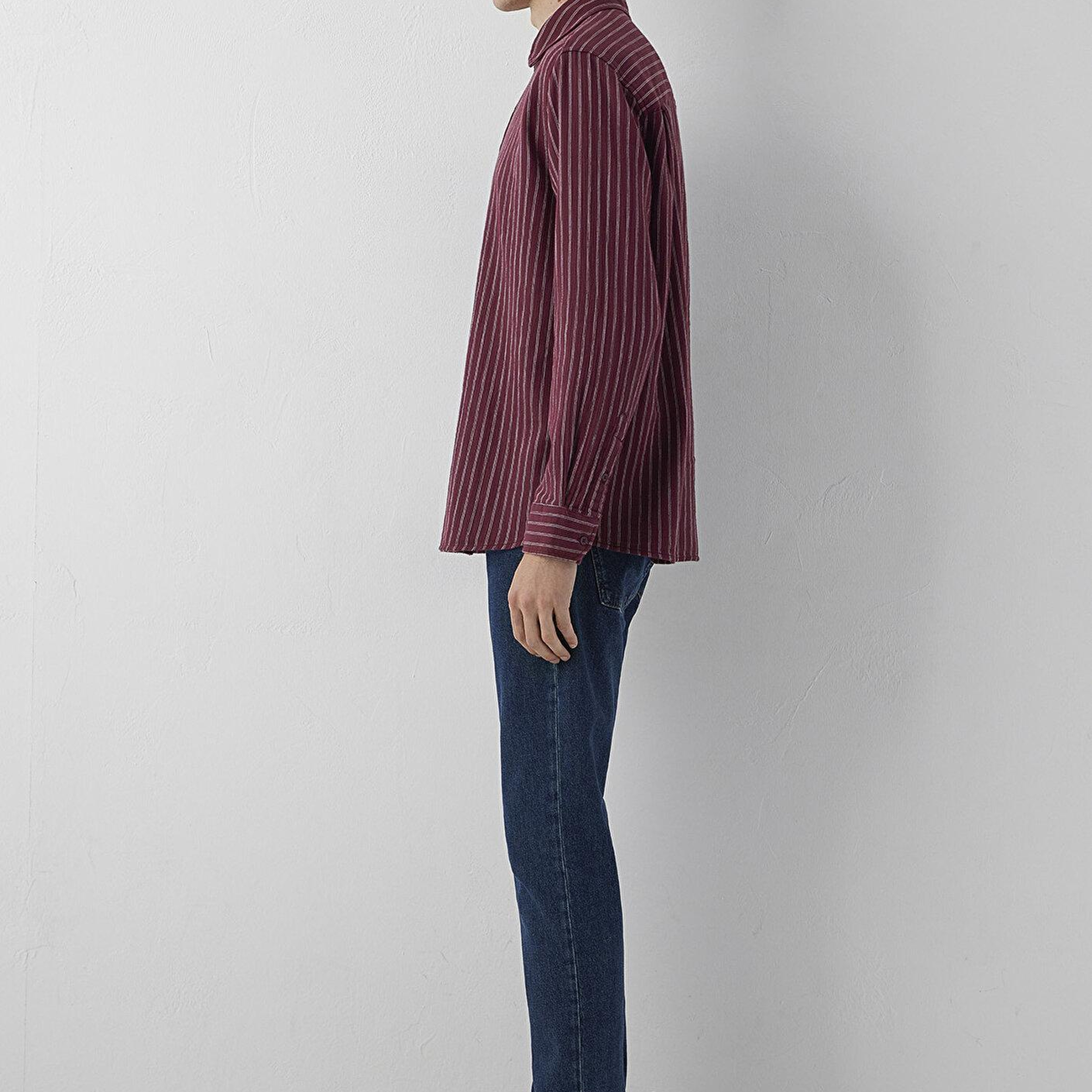 Mavi Çizgili Gömlek Loose Fit / Bol Rahat Kesim 0211969-A7374