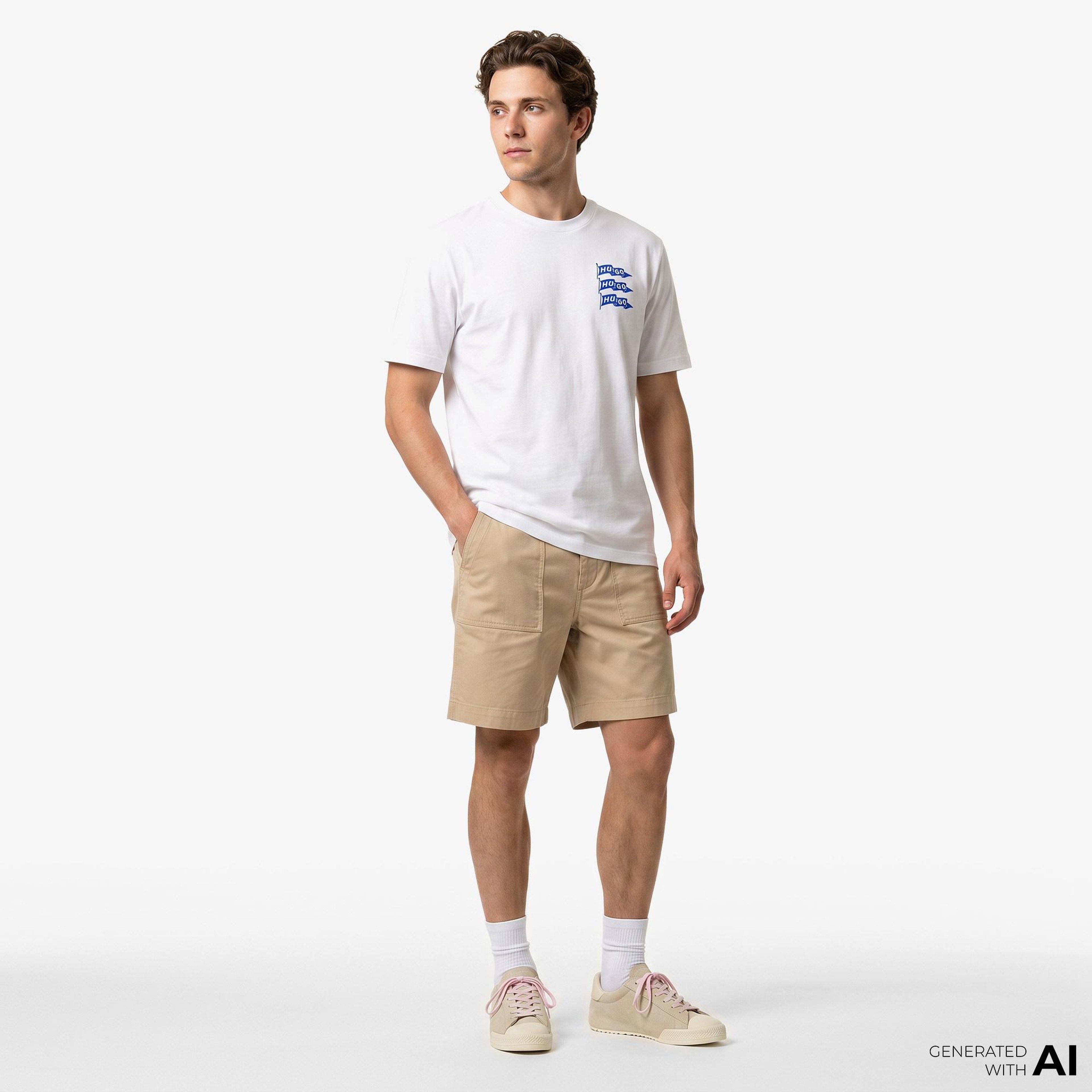 Hugo Nalien Erkek Beyaz T-Shirt