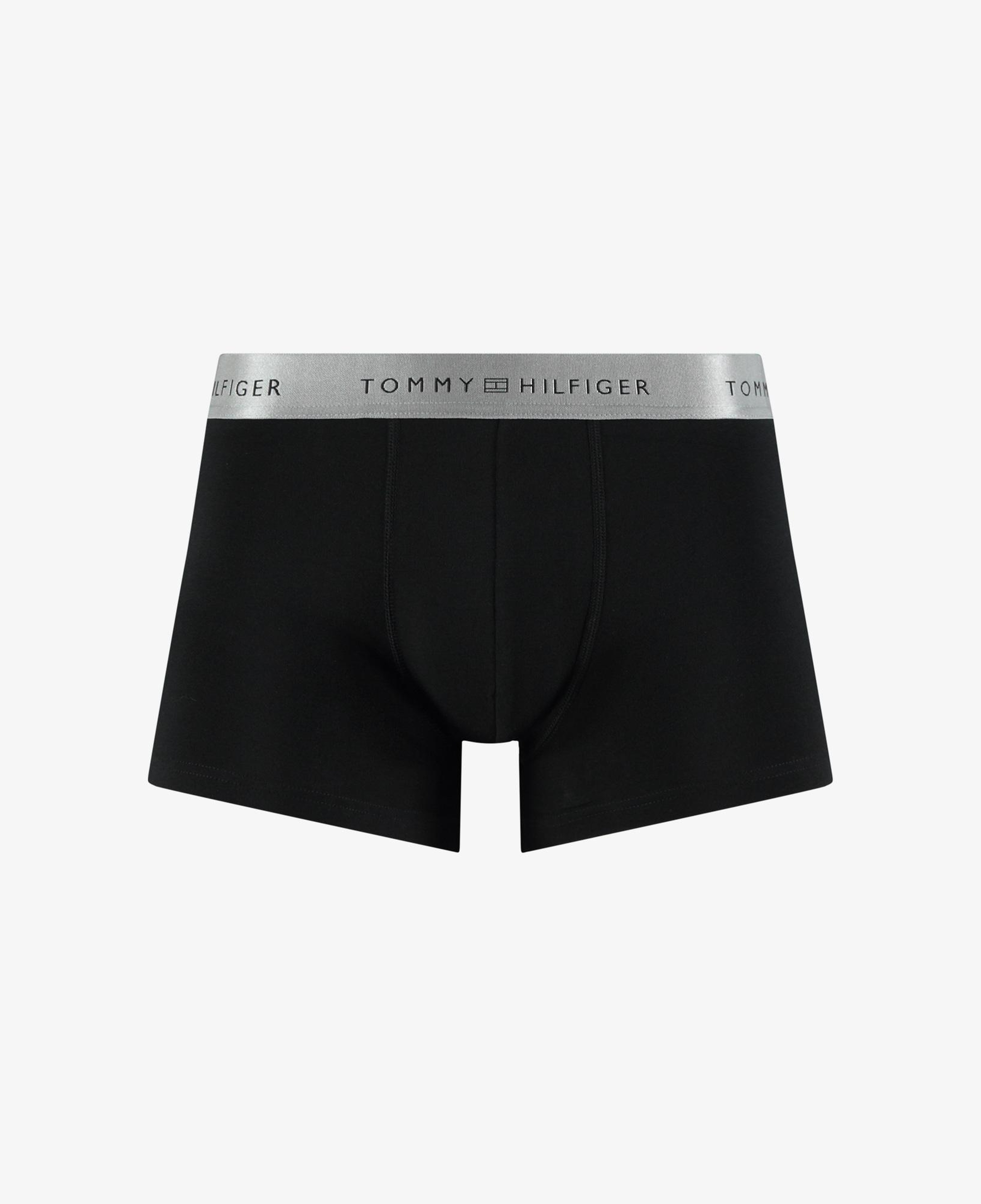 Tommy Hilfiger Trunk 3'lü Siyah/Gümüş/Yeşil Bantlı Erkek Siyah Boxer