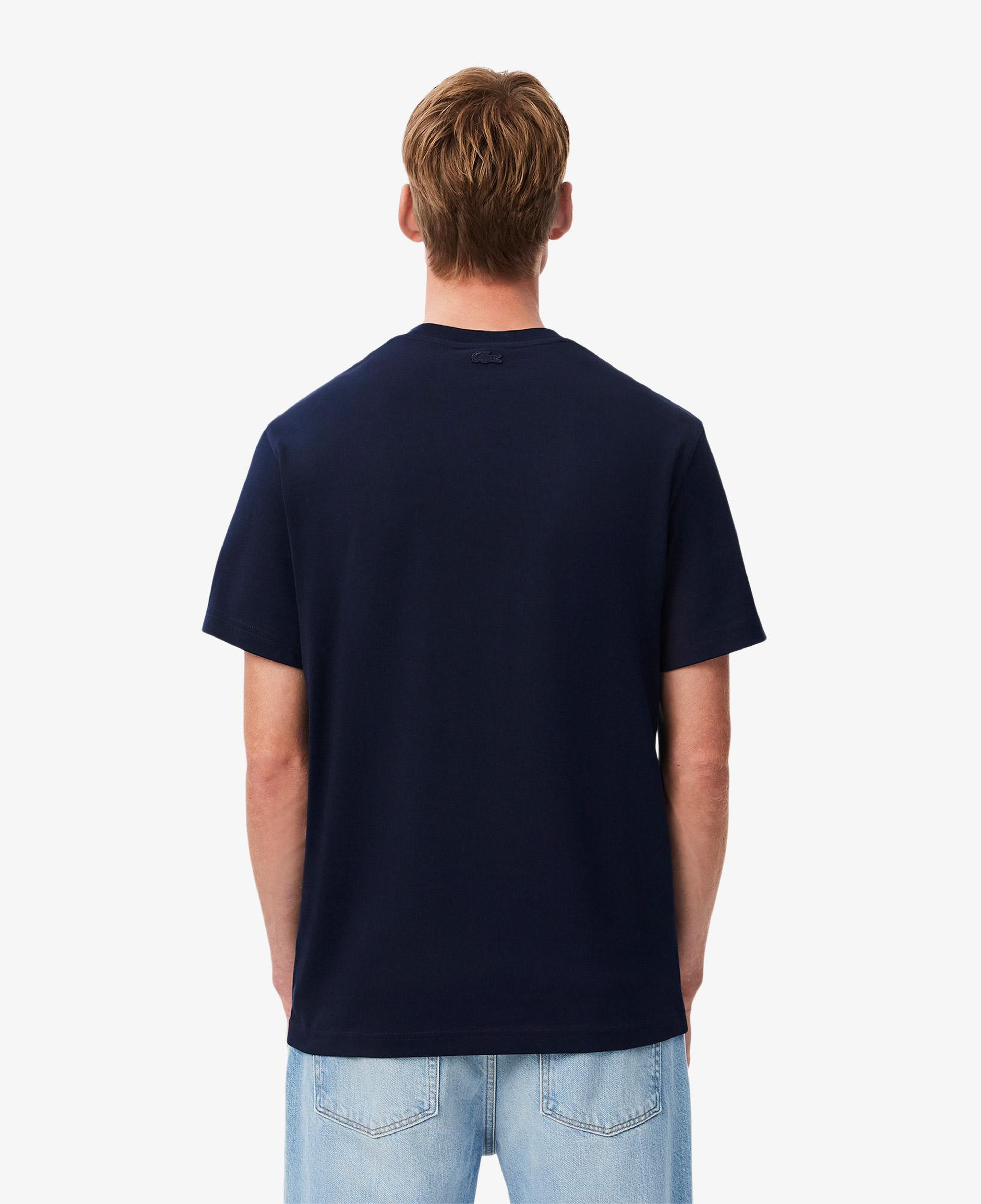 Erkek Classic Fit Bisiklet Yaka Baskılı Lacivert T-Shirt