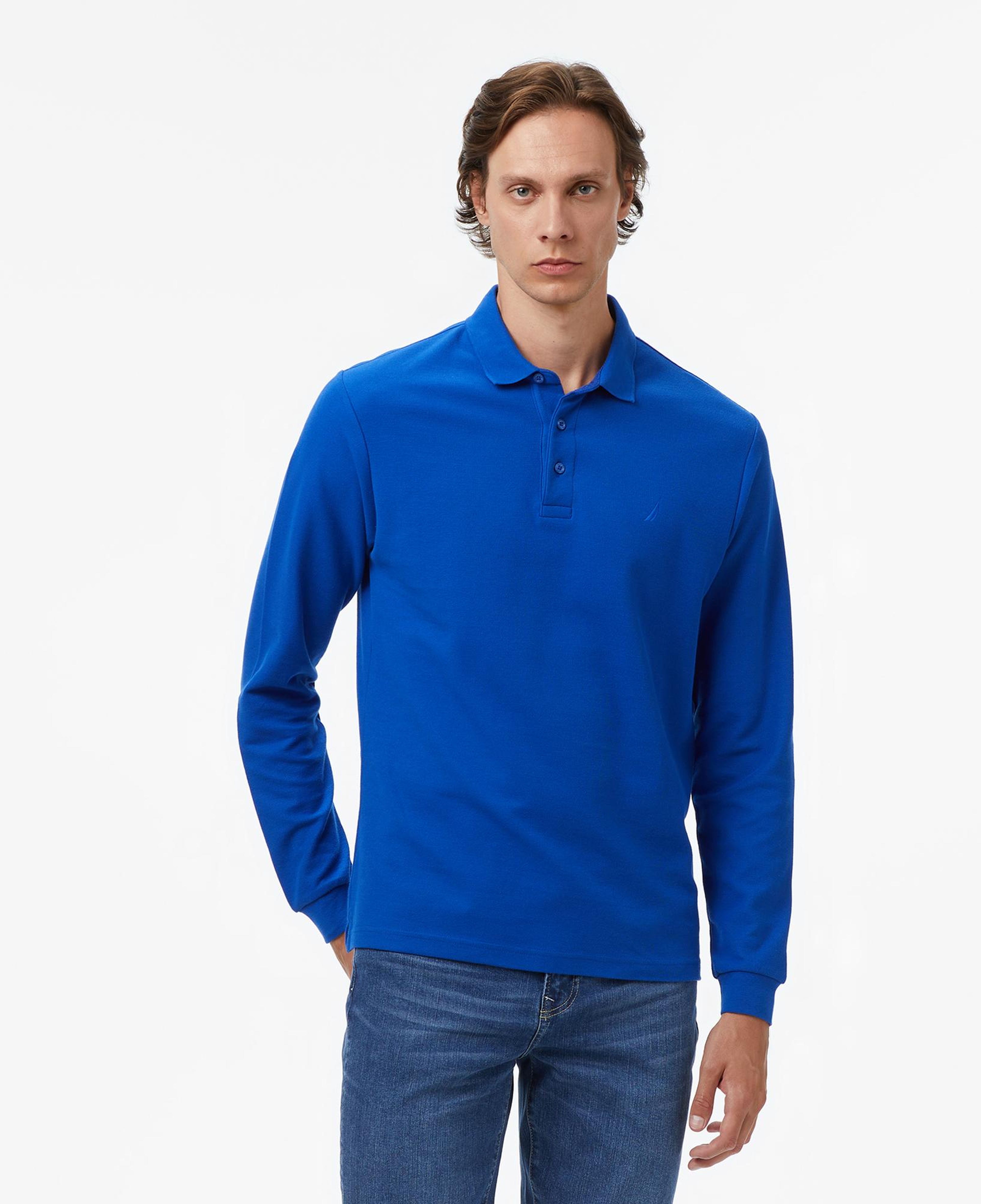 Nautica Classic Fit Uzun Kollu Polo Yaka Erkek Mavi T-shirt