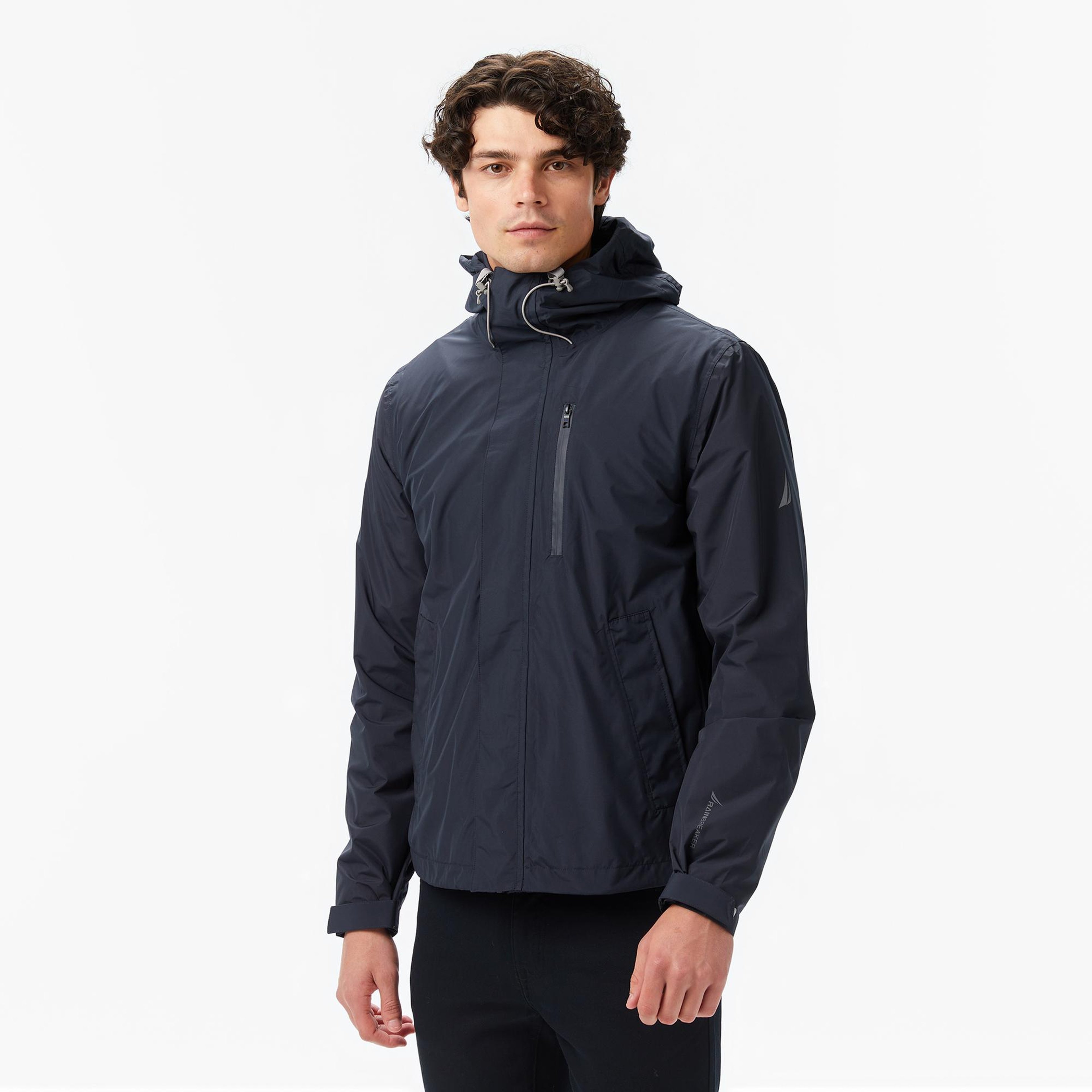 Nautica Erkek Siyah Regular Fit Kapüşonlu Su Geçirmez Mont