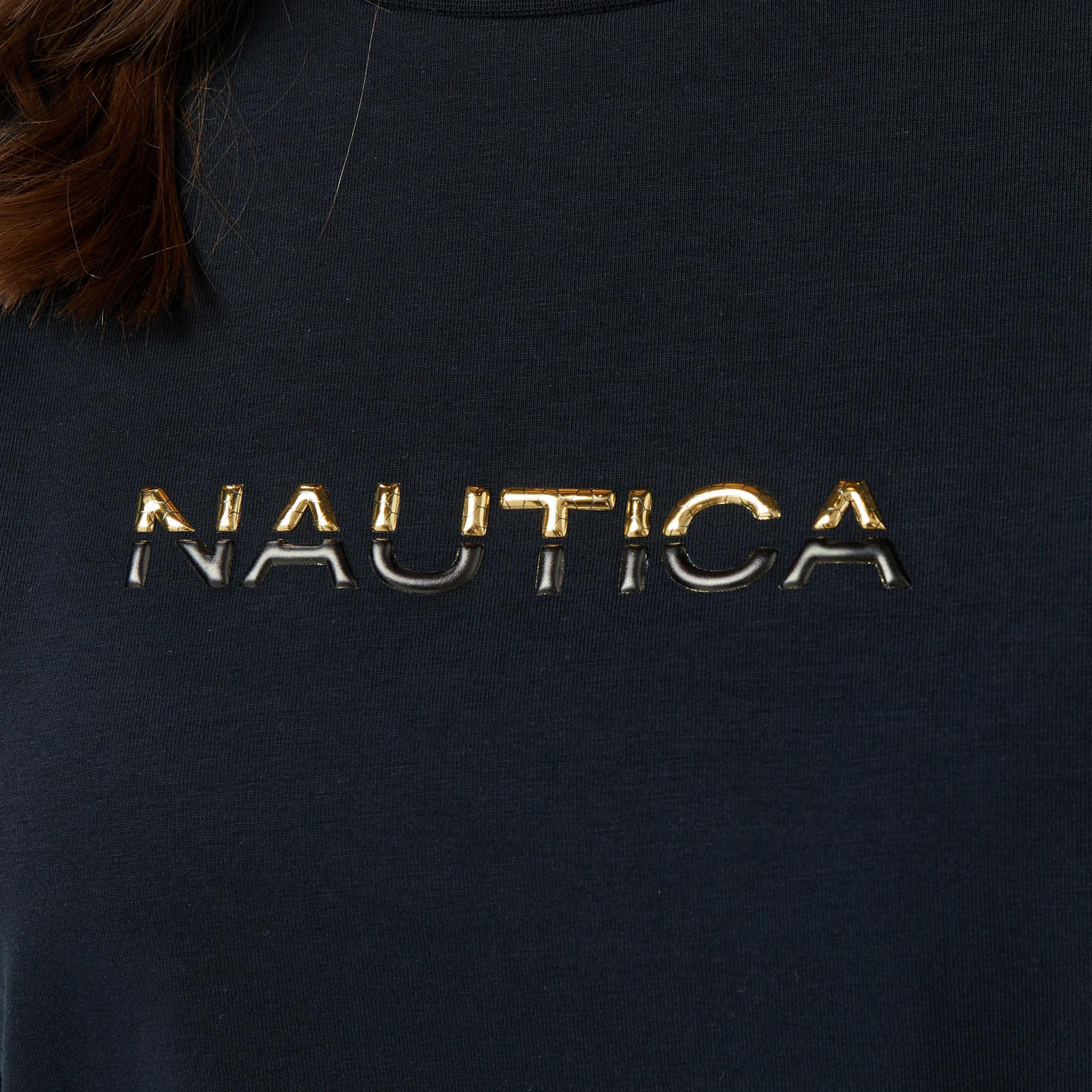 Nautica Kadın Siyah Regular Fit Baskılı T-Shirt