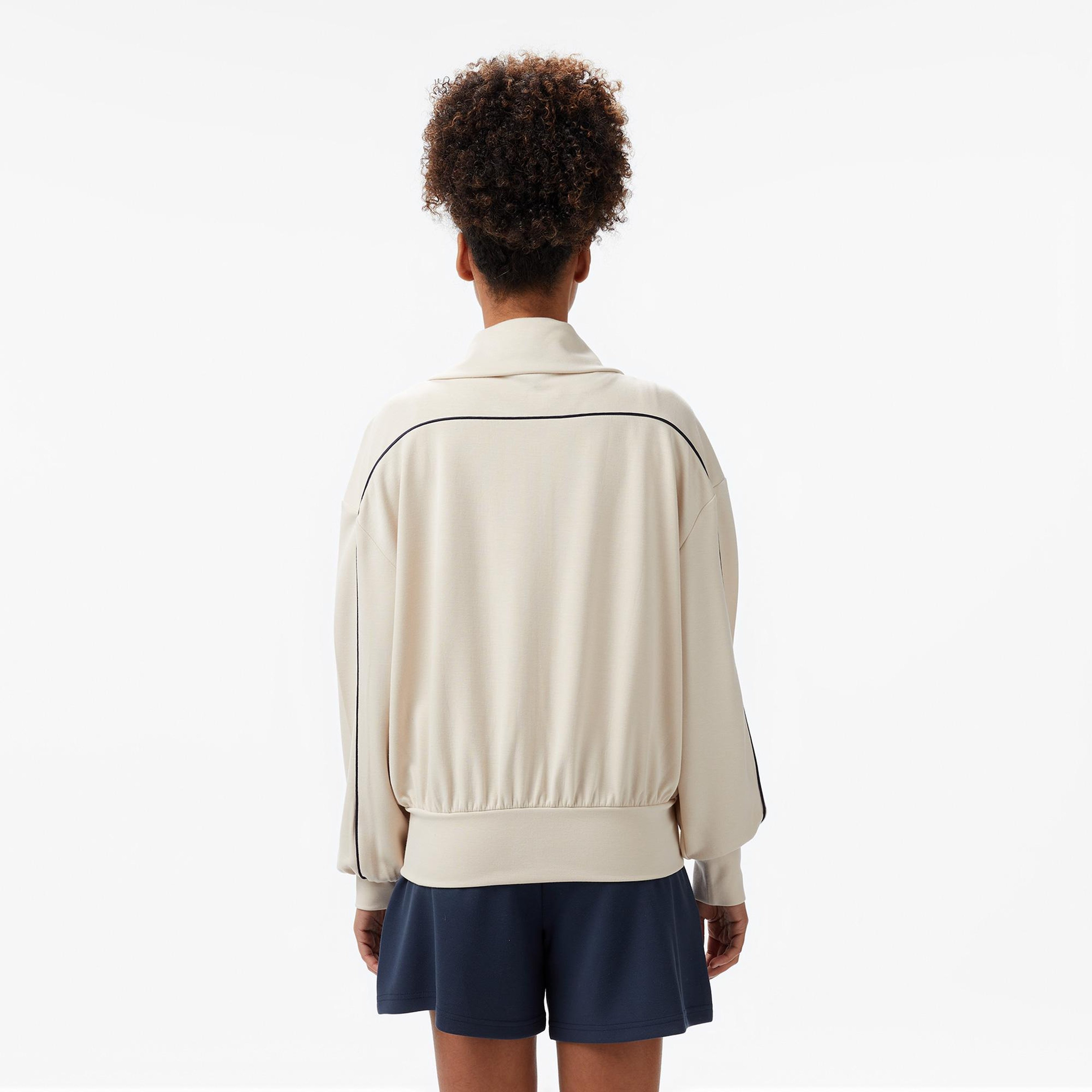 Nautica Kadın Ekru Regular Fit Dik Yaka Modal Karışımlı Sweatshirt