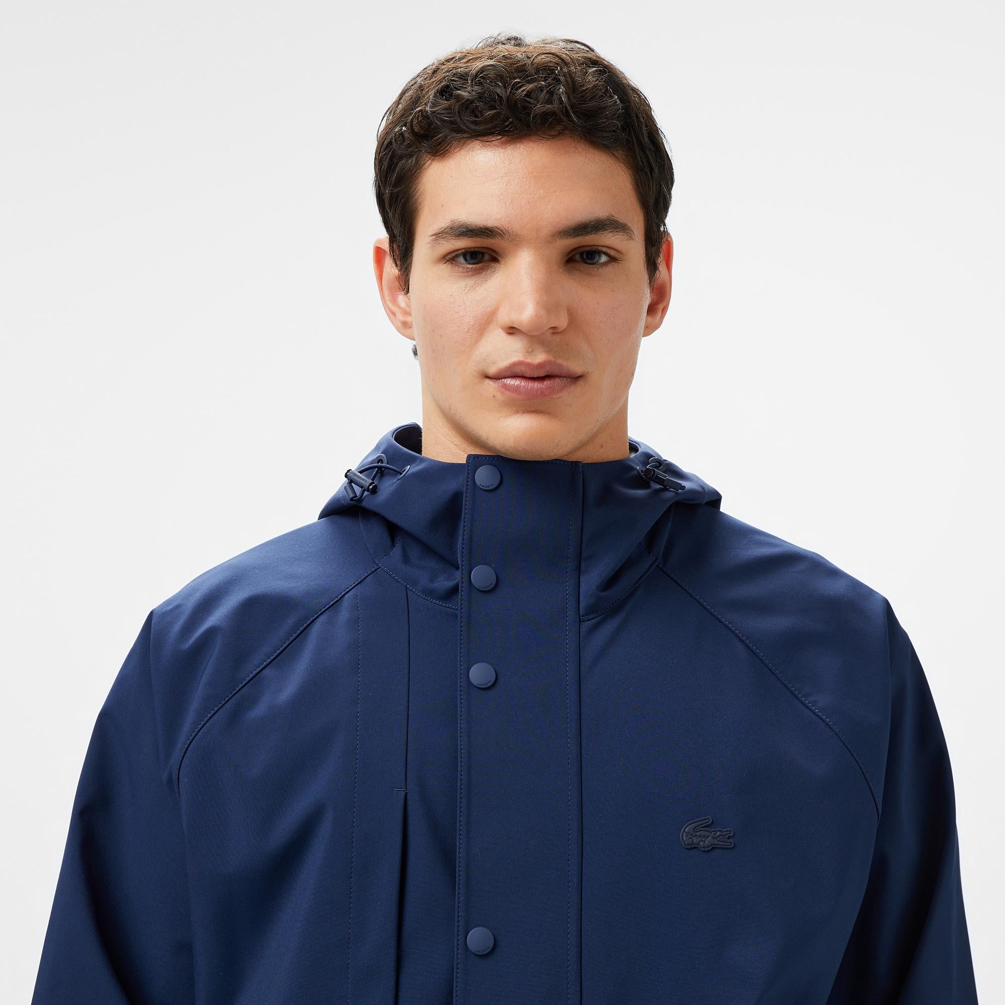 Erkek Regular Fit Kapüşonlu Lacivert Yağmurluk