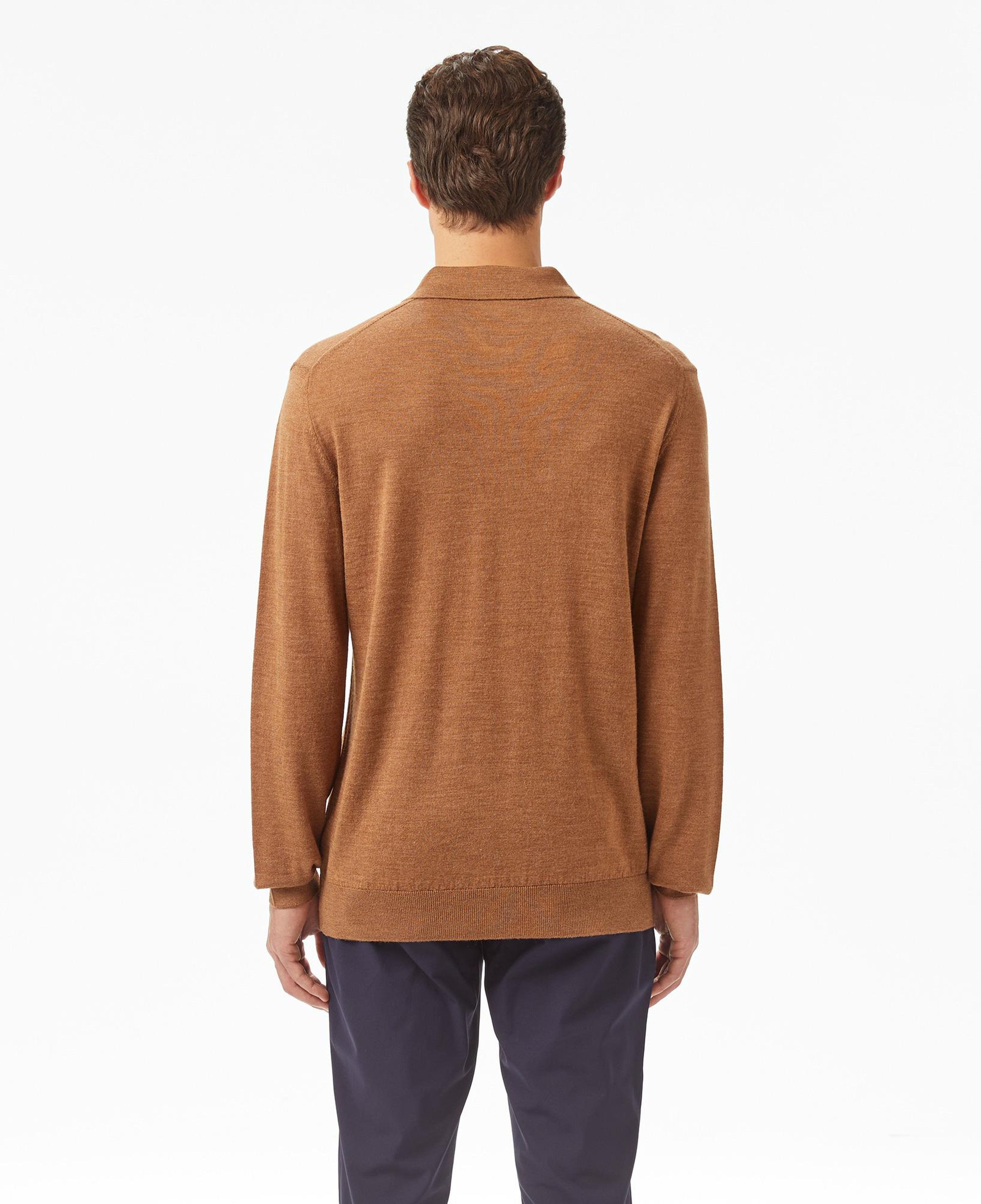 Erkek Classic Fit Polo Yaka Kahverengi Kazak