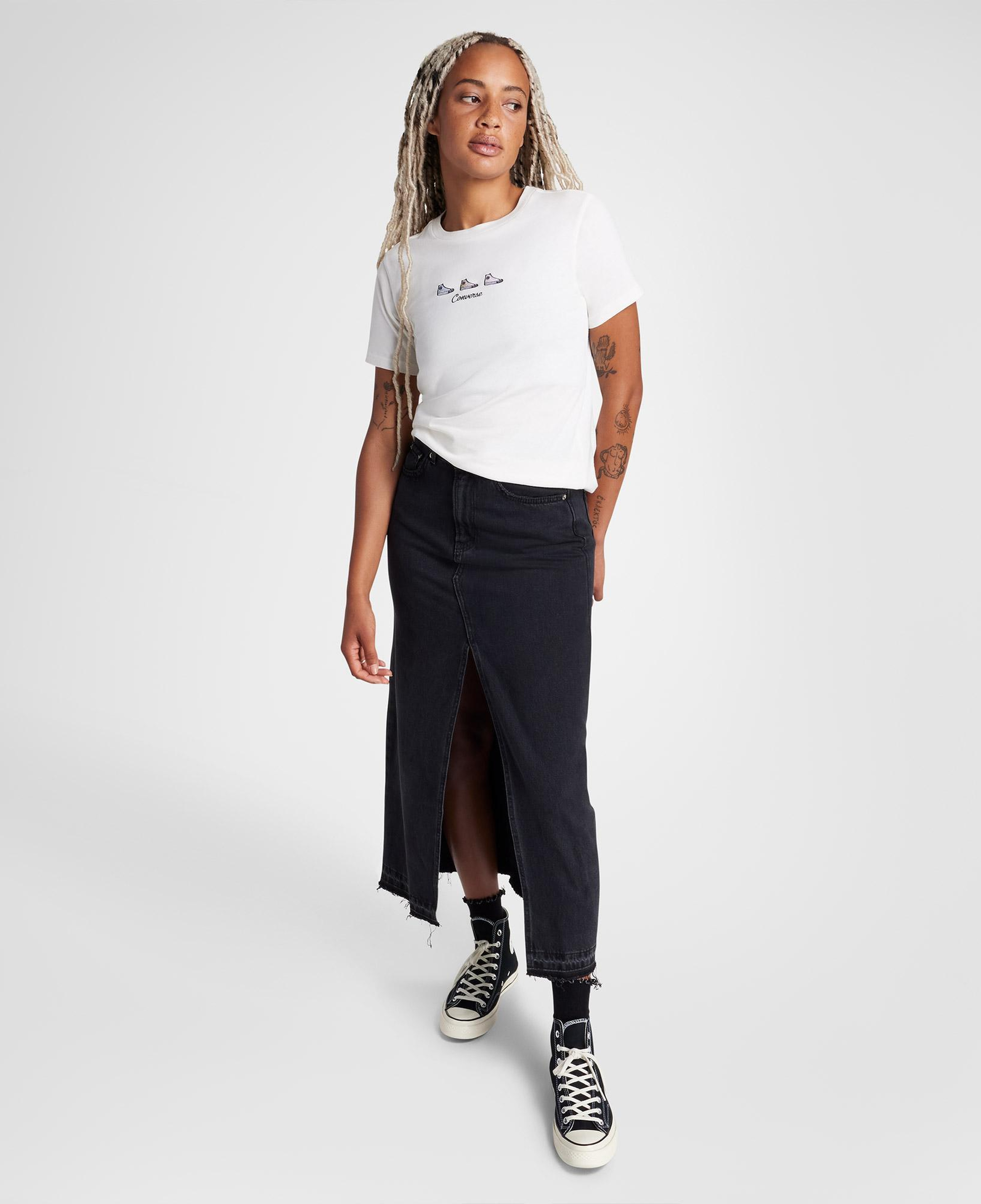 Converse High Tops Kadın Nakışlı Krem T-Shirt