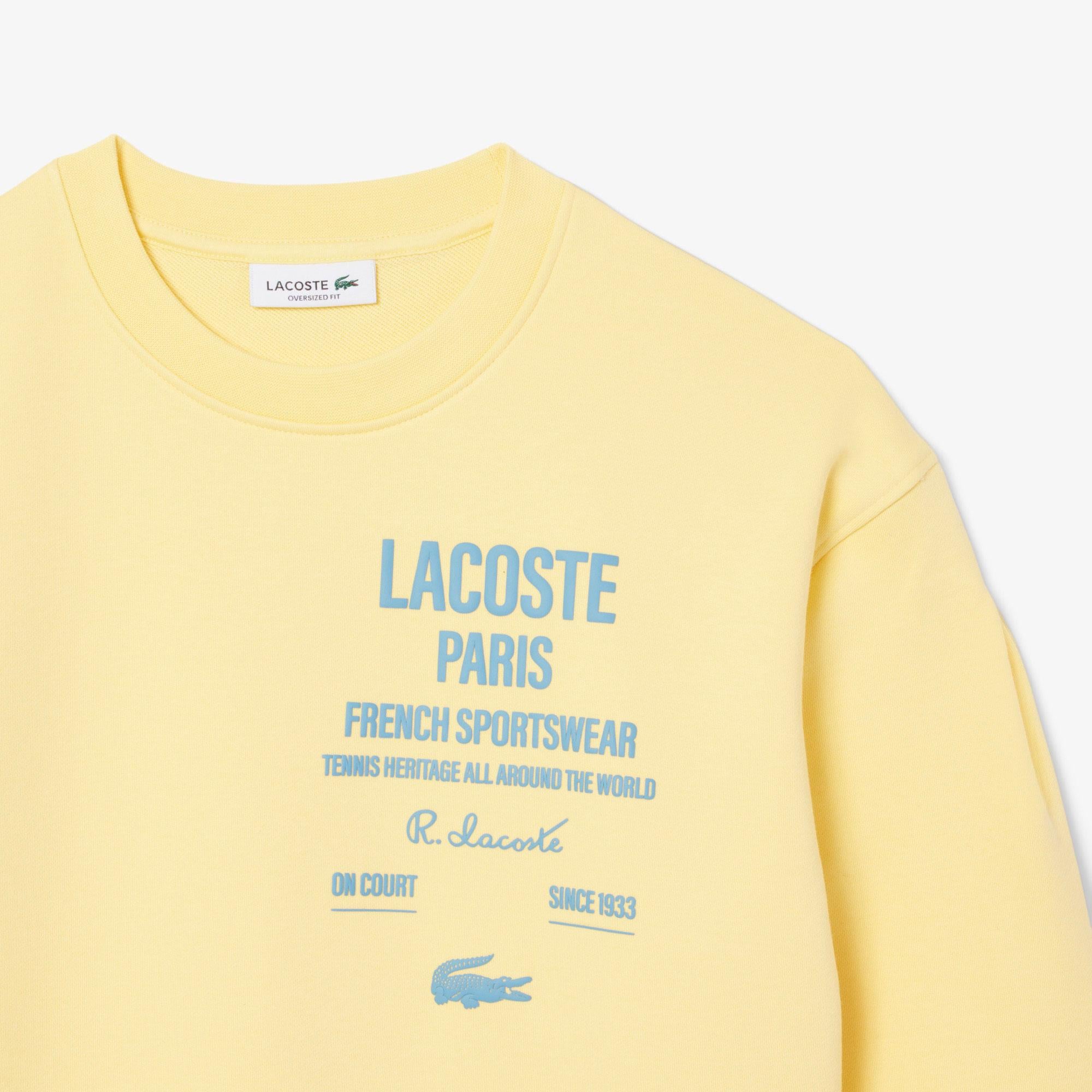 Lacoste Oversized Fit Pleated Kadın Sarı Modal Karışımlı Eşofman Üstü