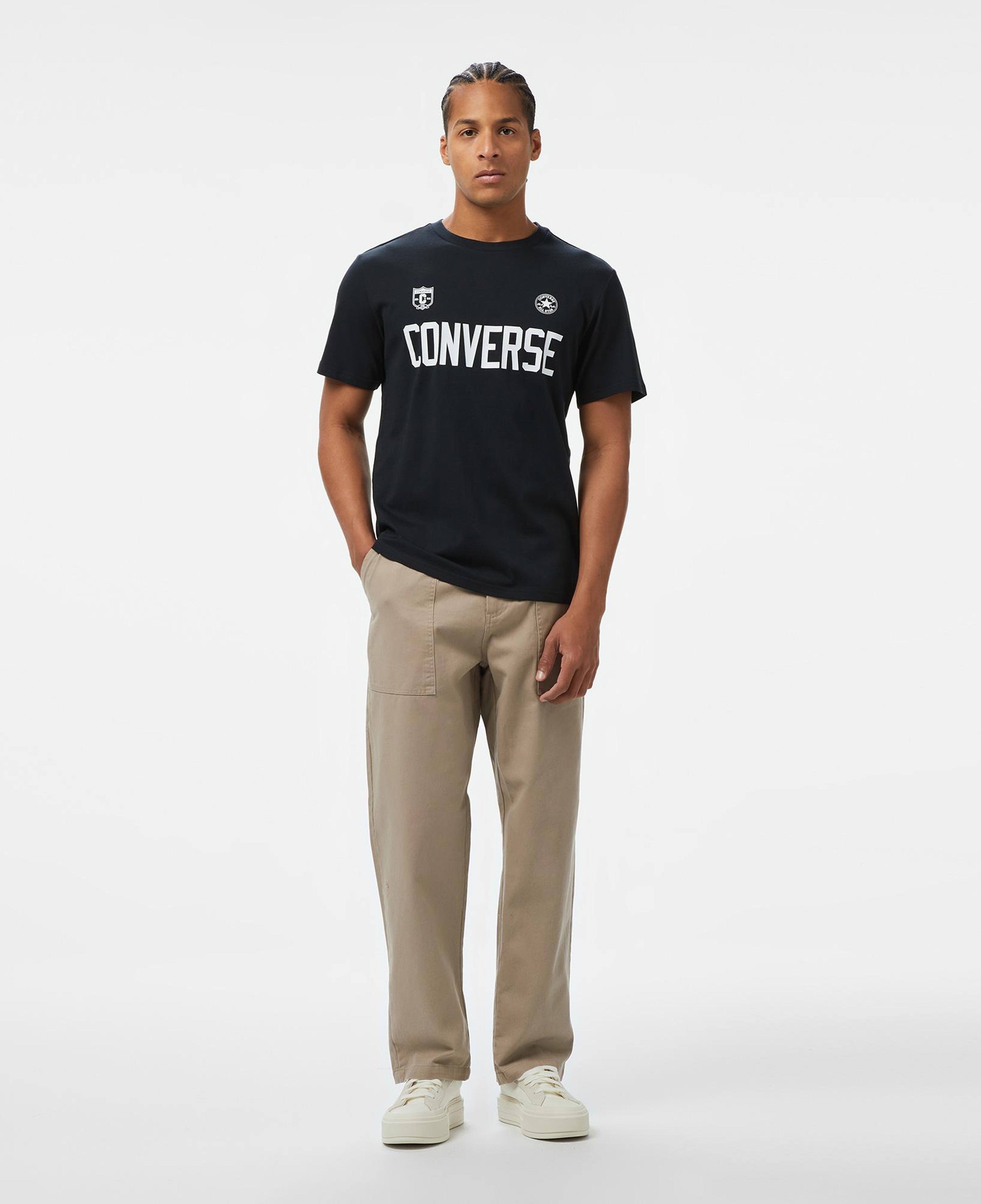 Converse Retro Chuck Soccer Erkek Baskılı Siyah T-Shirt