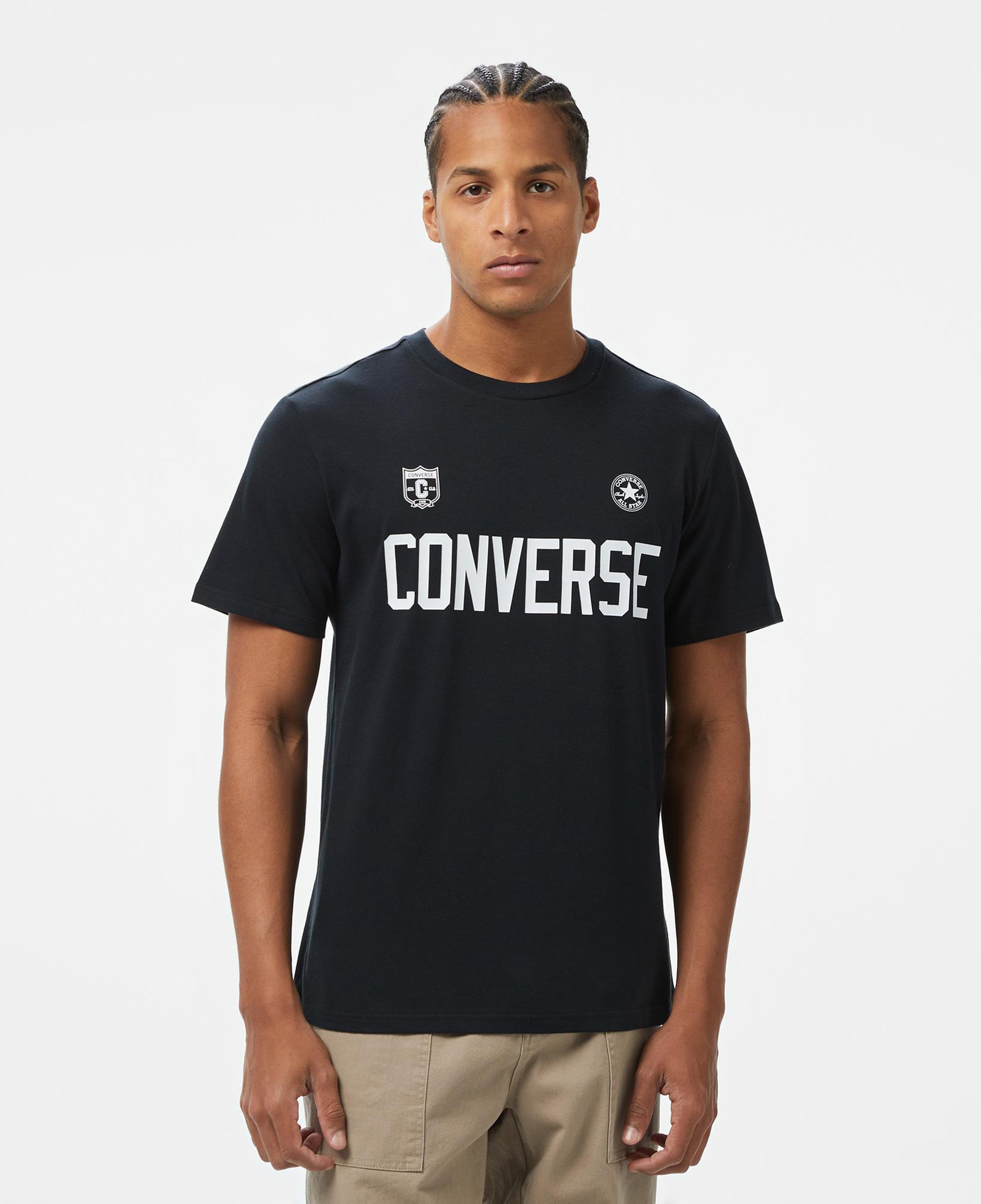 Converse Retro Chuck Soccer Erkek Baskılı Siyah T-Shirt