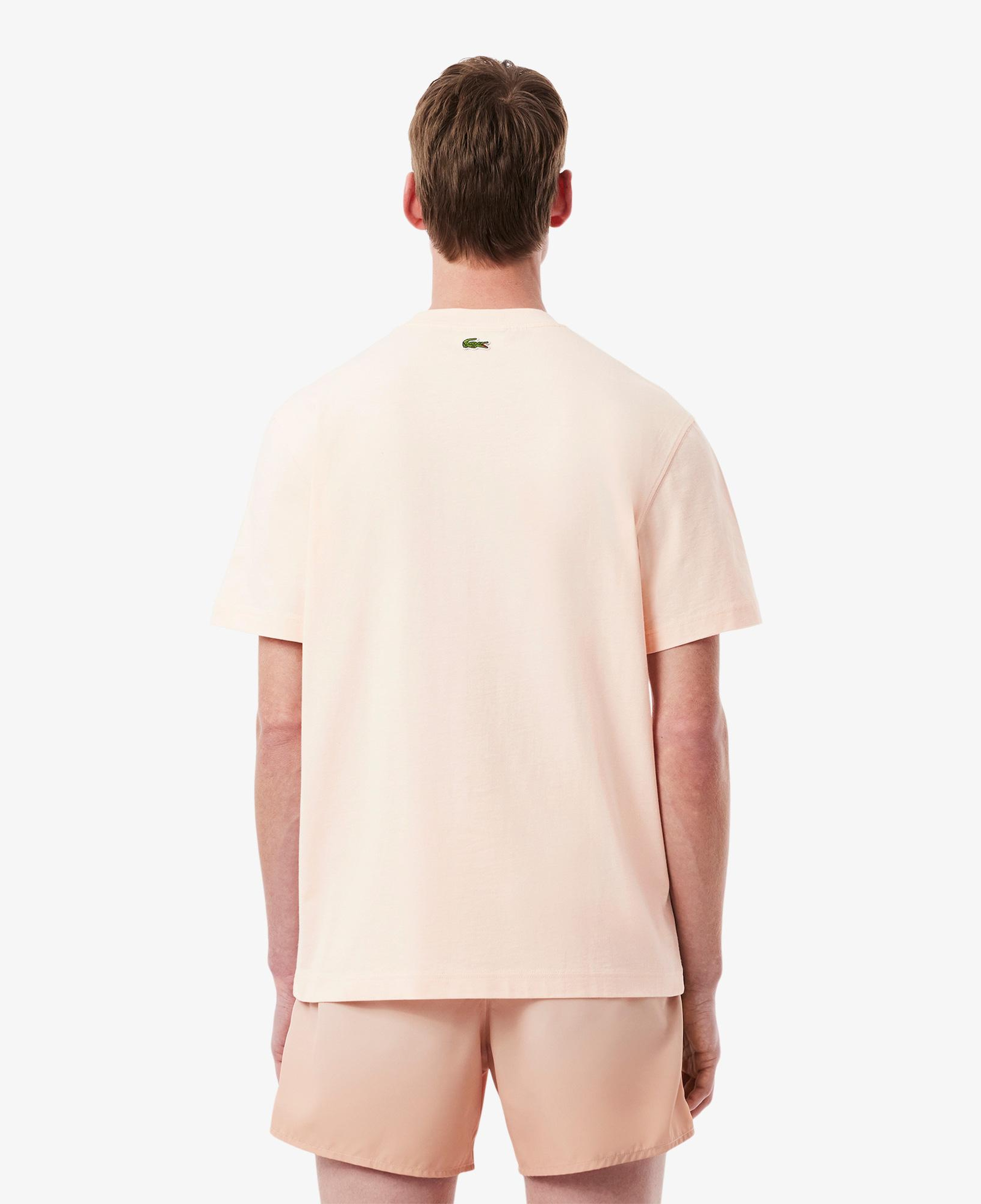 Erkek Classic Fit Bisiklet Yaka Baskılı Pembe T-Shirt