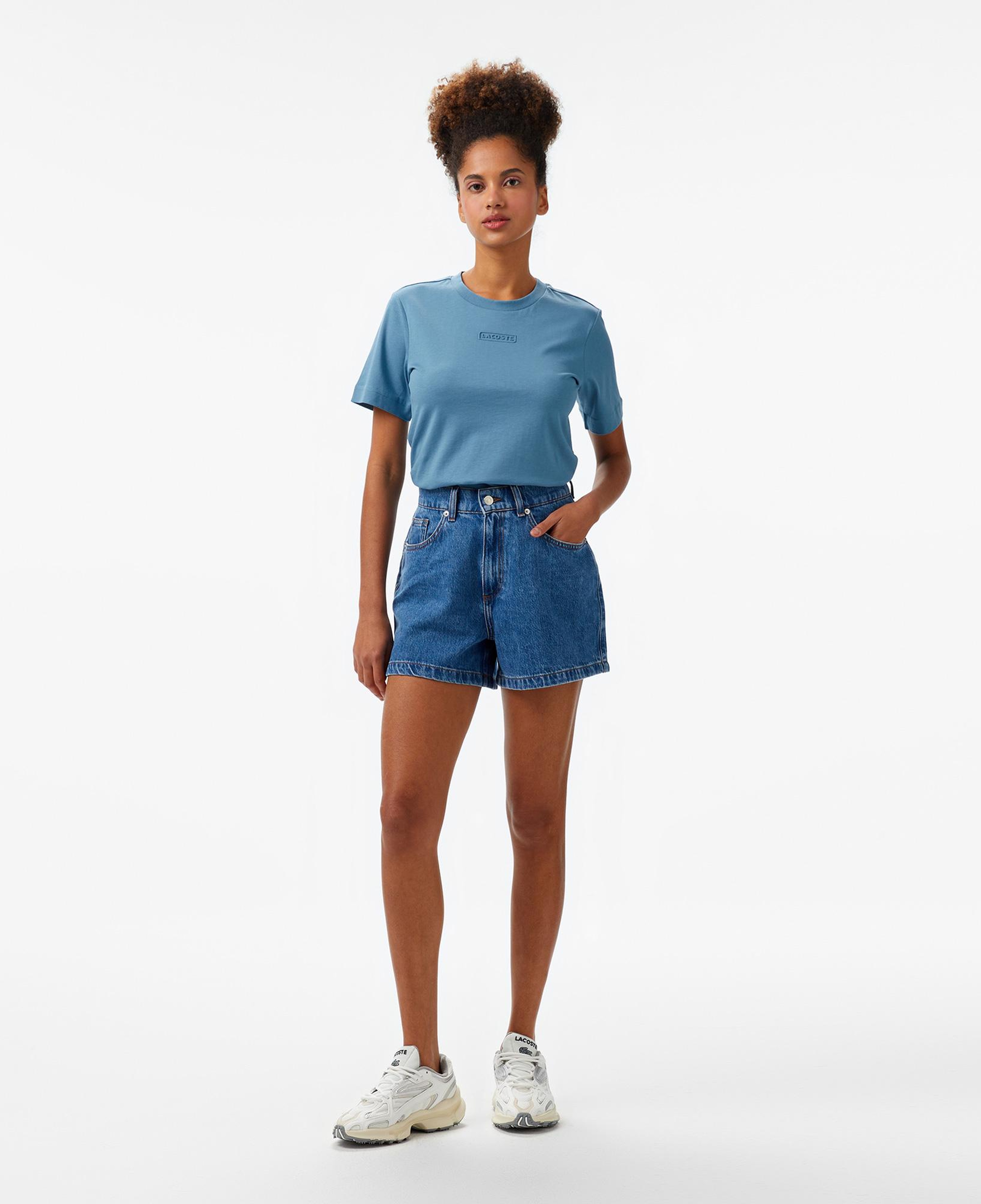 Lacoste Print Cotton Kadın Mavi T-Shirt