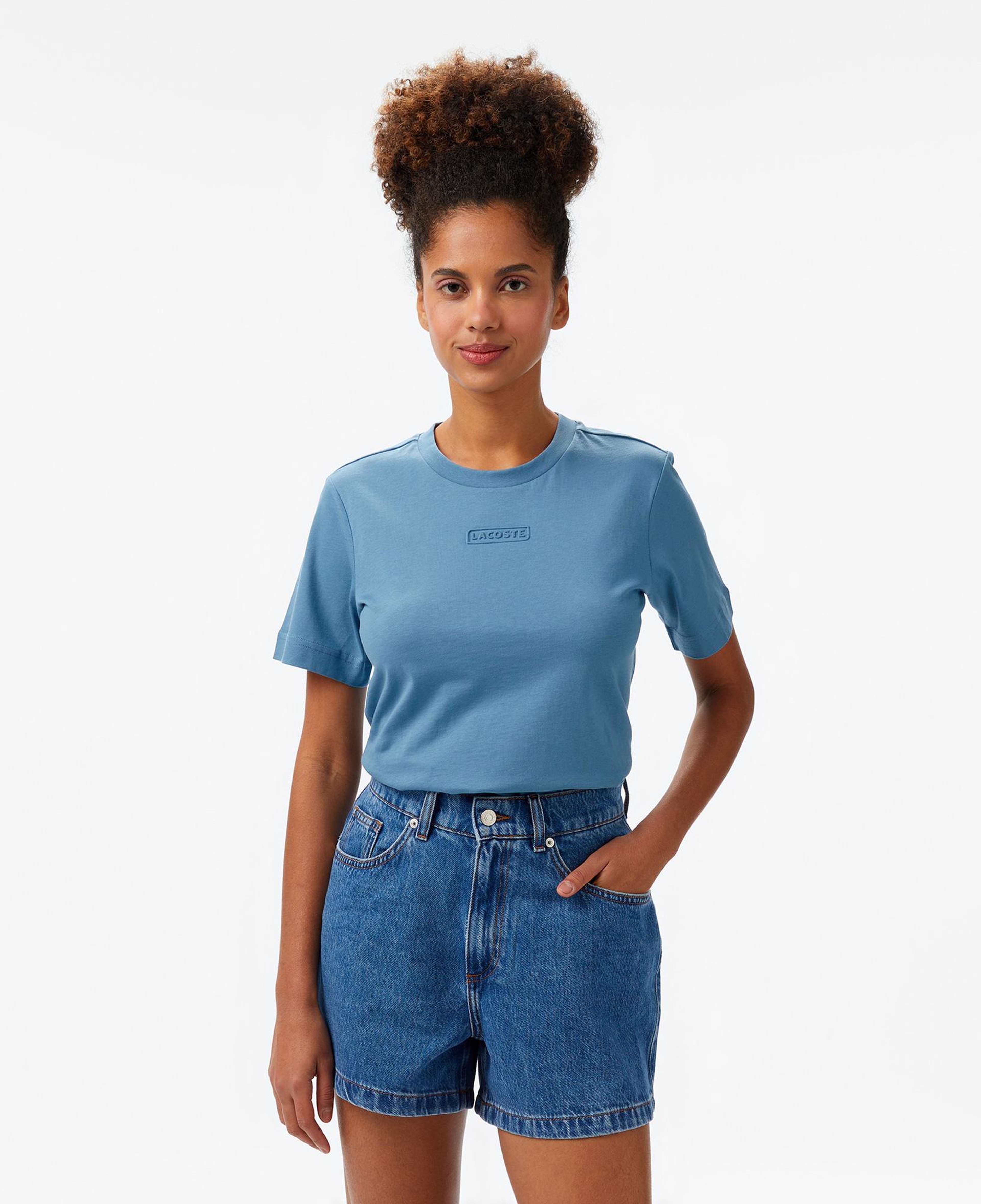 Lacoste Print Cotton Kadın Mavi T-Shirt