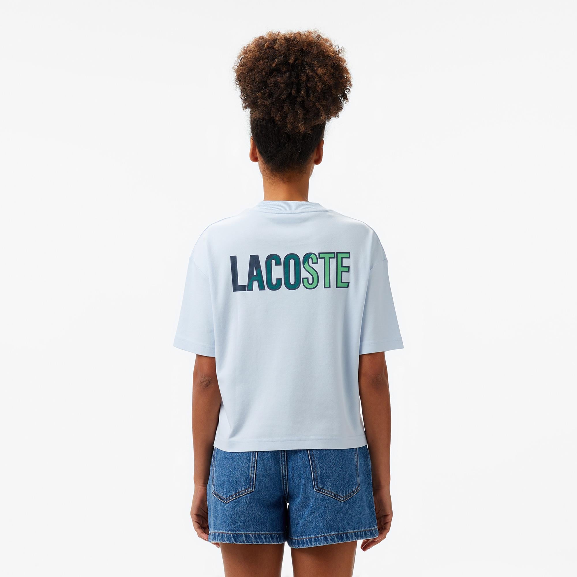 Lacoste Classic Fit Kadın Mavi Modal Karışımlı T-Shirt