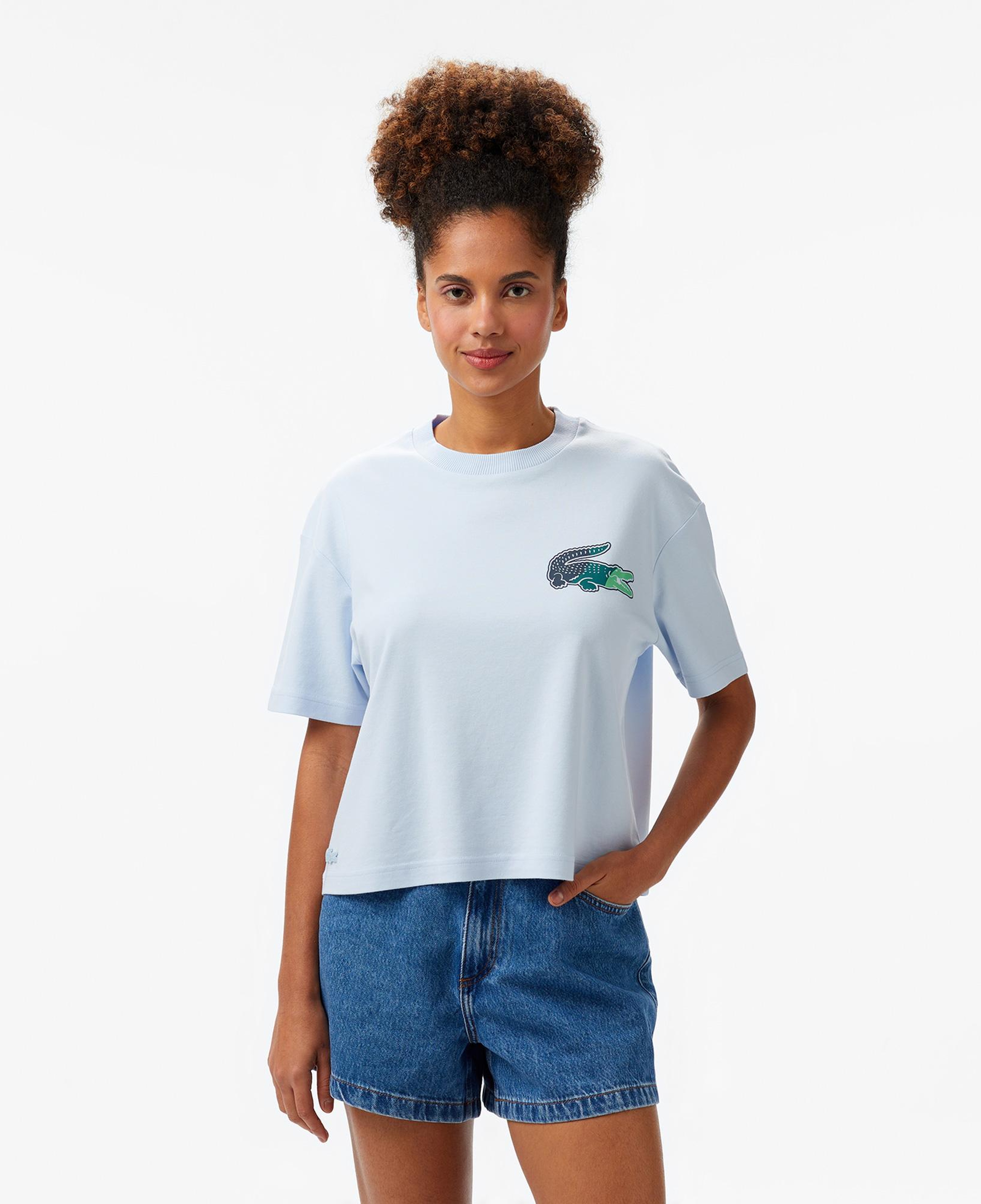 Lacoste Classic Fit Kadın Mavi Modal Karışımlı T-Shirt