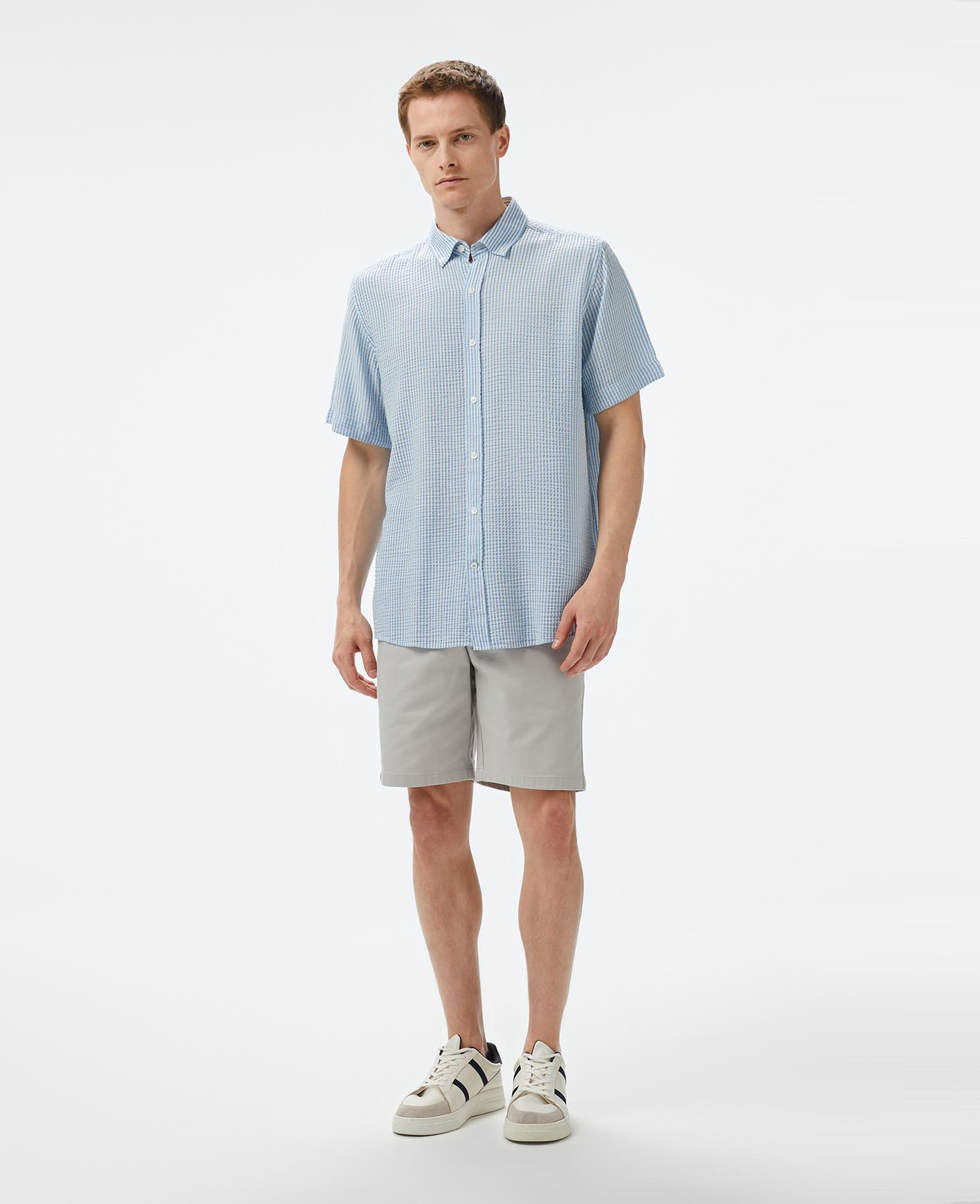Nautica Erkek Mavi Classic Fit Çizgili Gömlek
