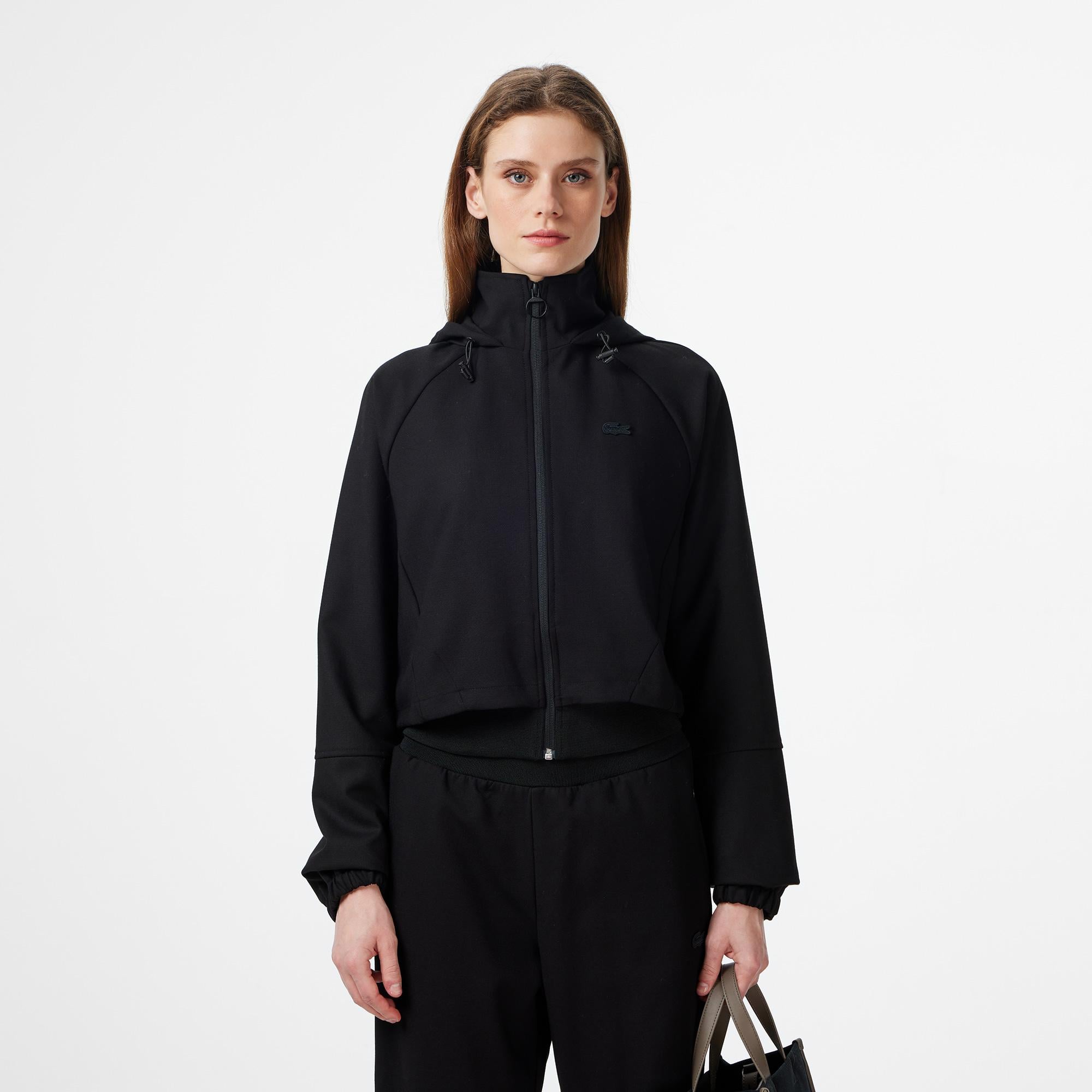 Lacoste Kadın Regular Fit Kapüşonlu Siyah Ceket