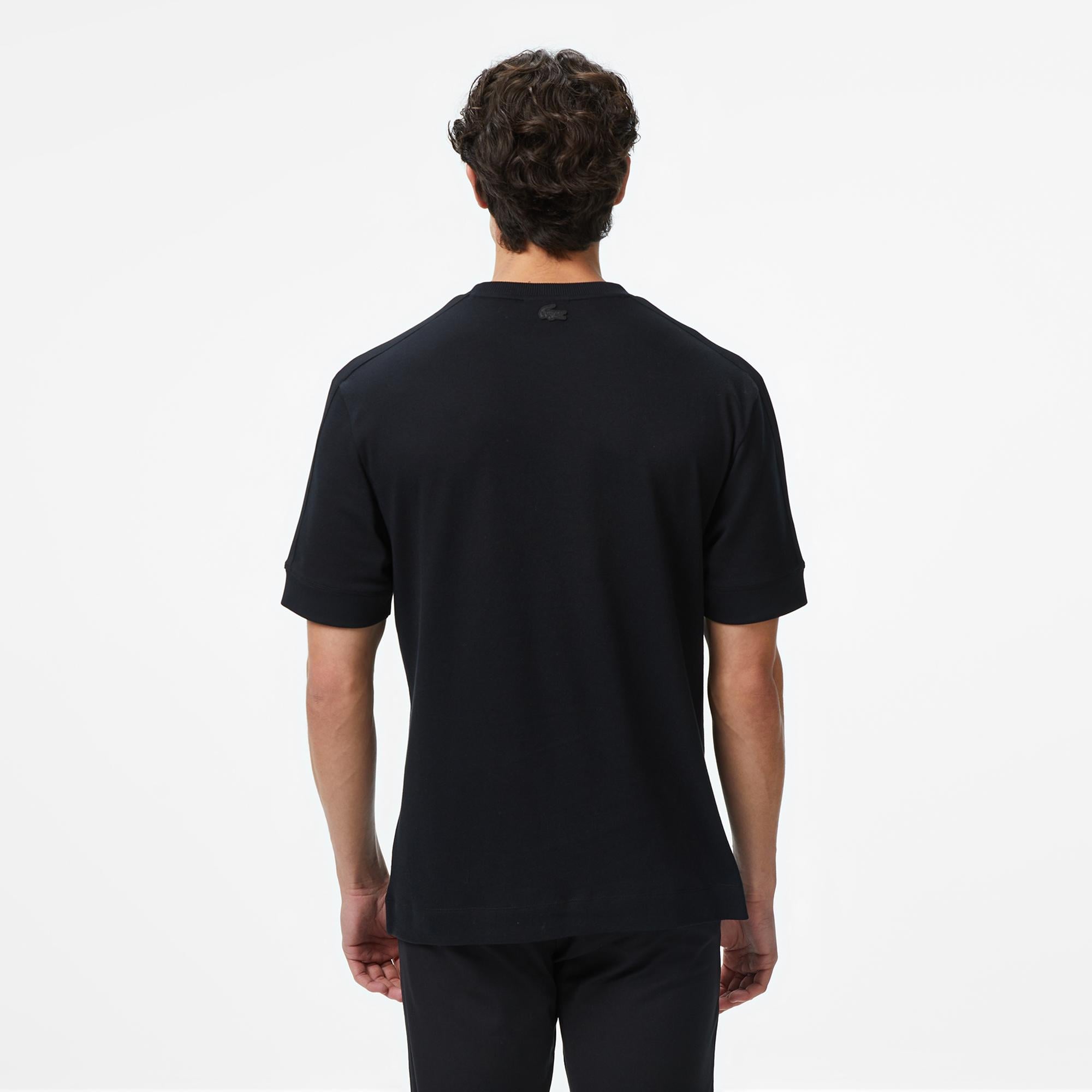 Erkek Loose Fit Bisiklet Yaka Baskılı Siyah T-Shirt