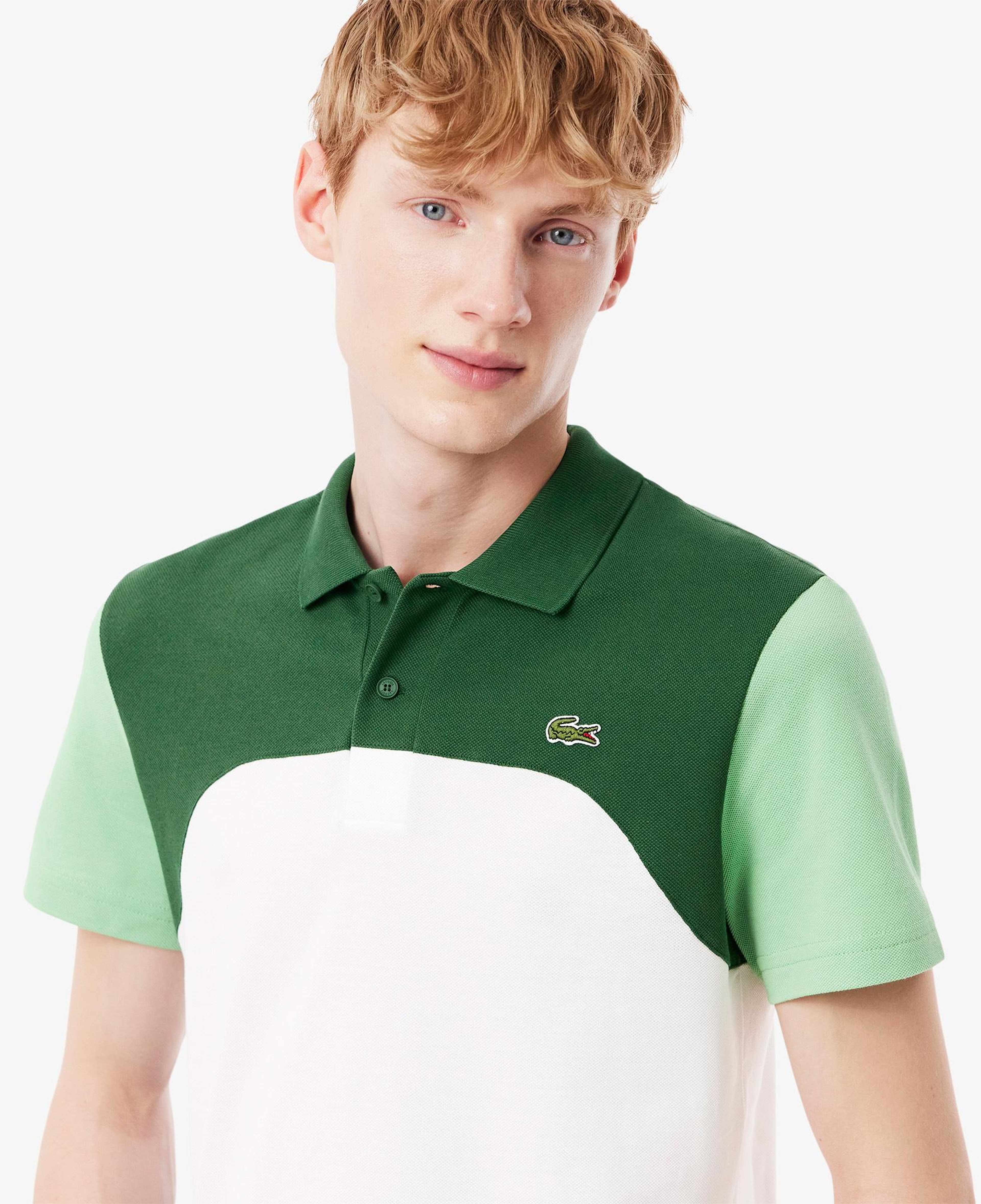 Erkek Regular Fit Renk Bloklu Beyaz Polo