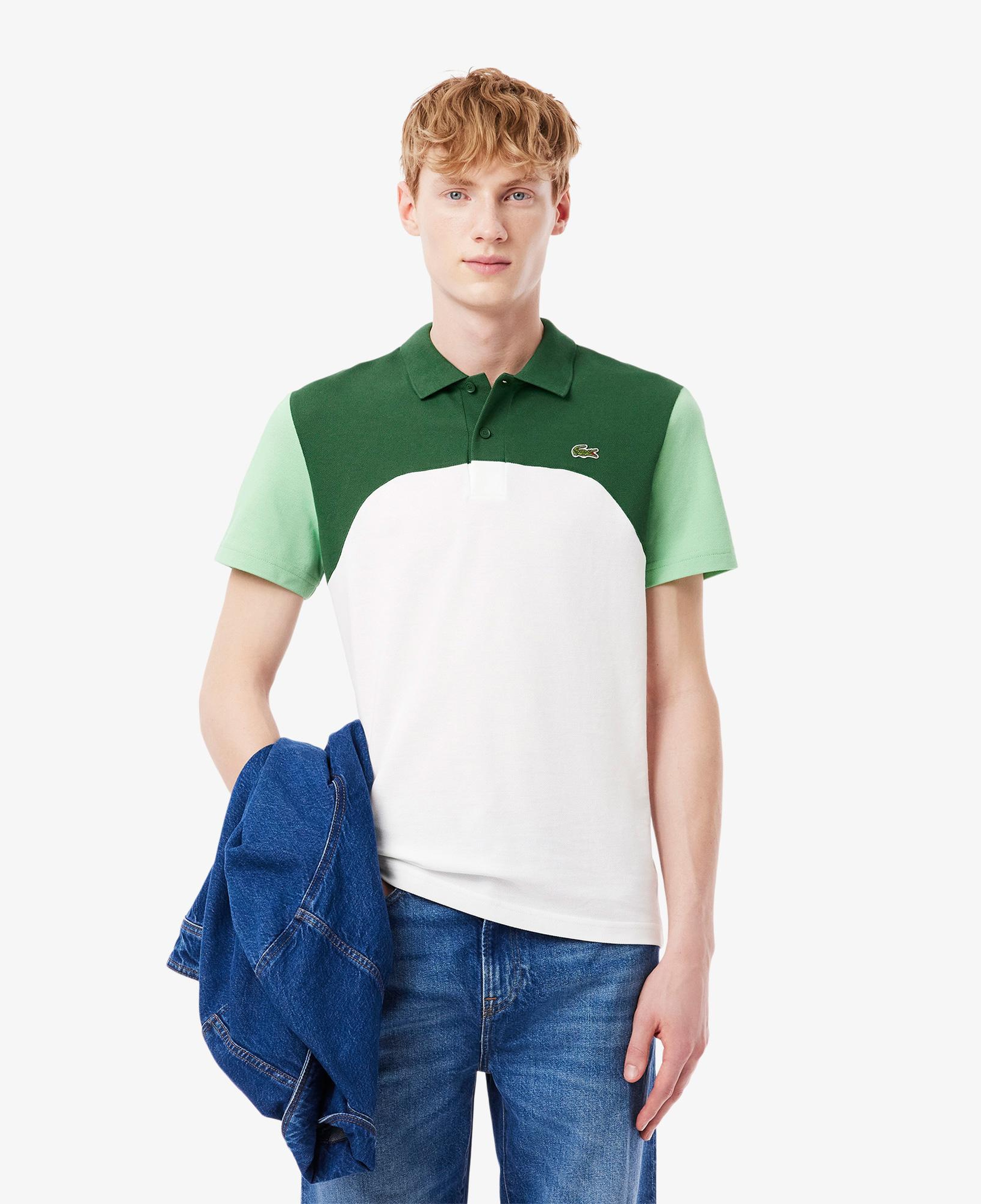 Erkek Regular Fit Renk Bloklu Beyaz Polo