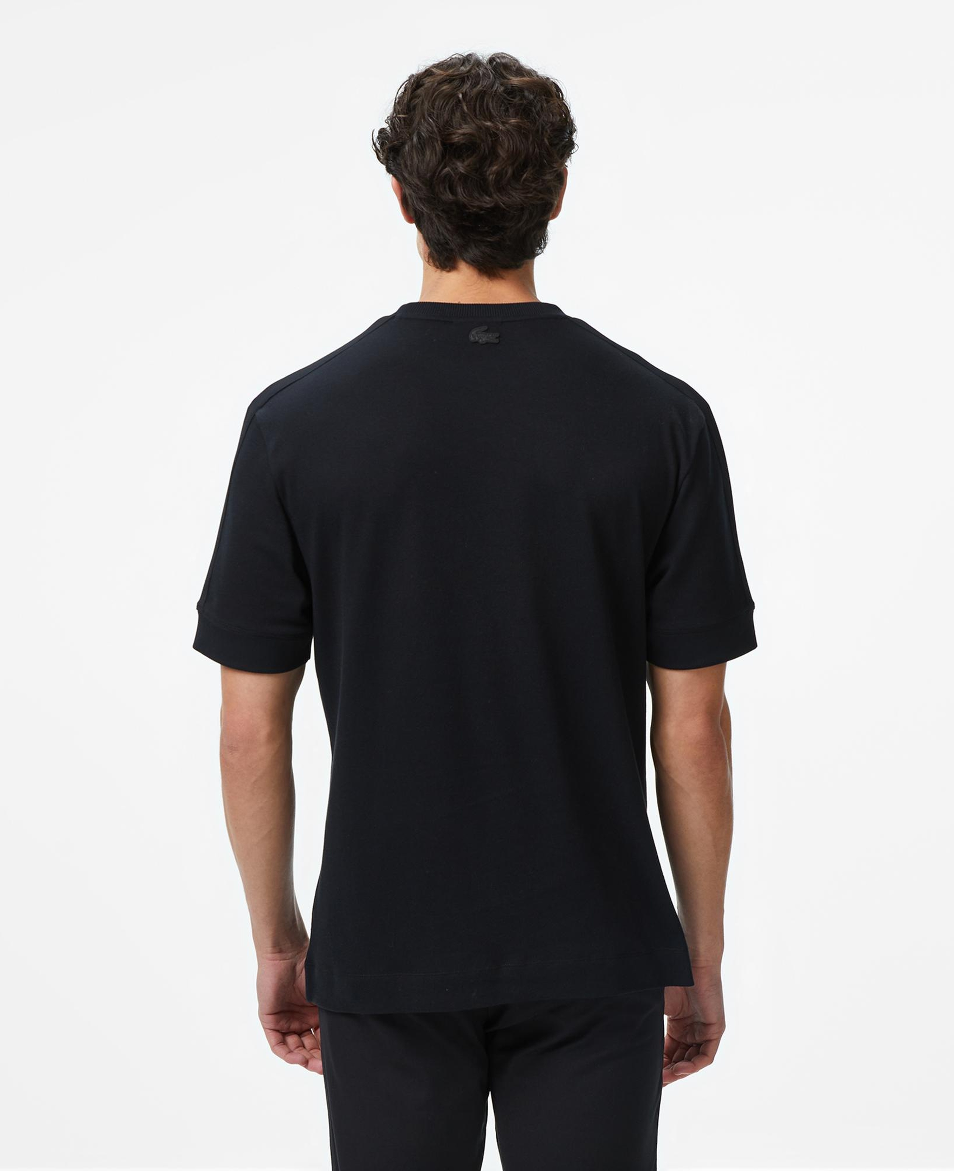 Erkek Loose Fit Bisiklet Yaka Baskılı Siyah T-Shirt