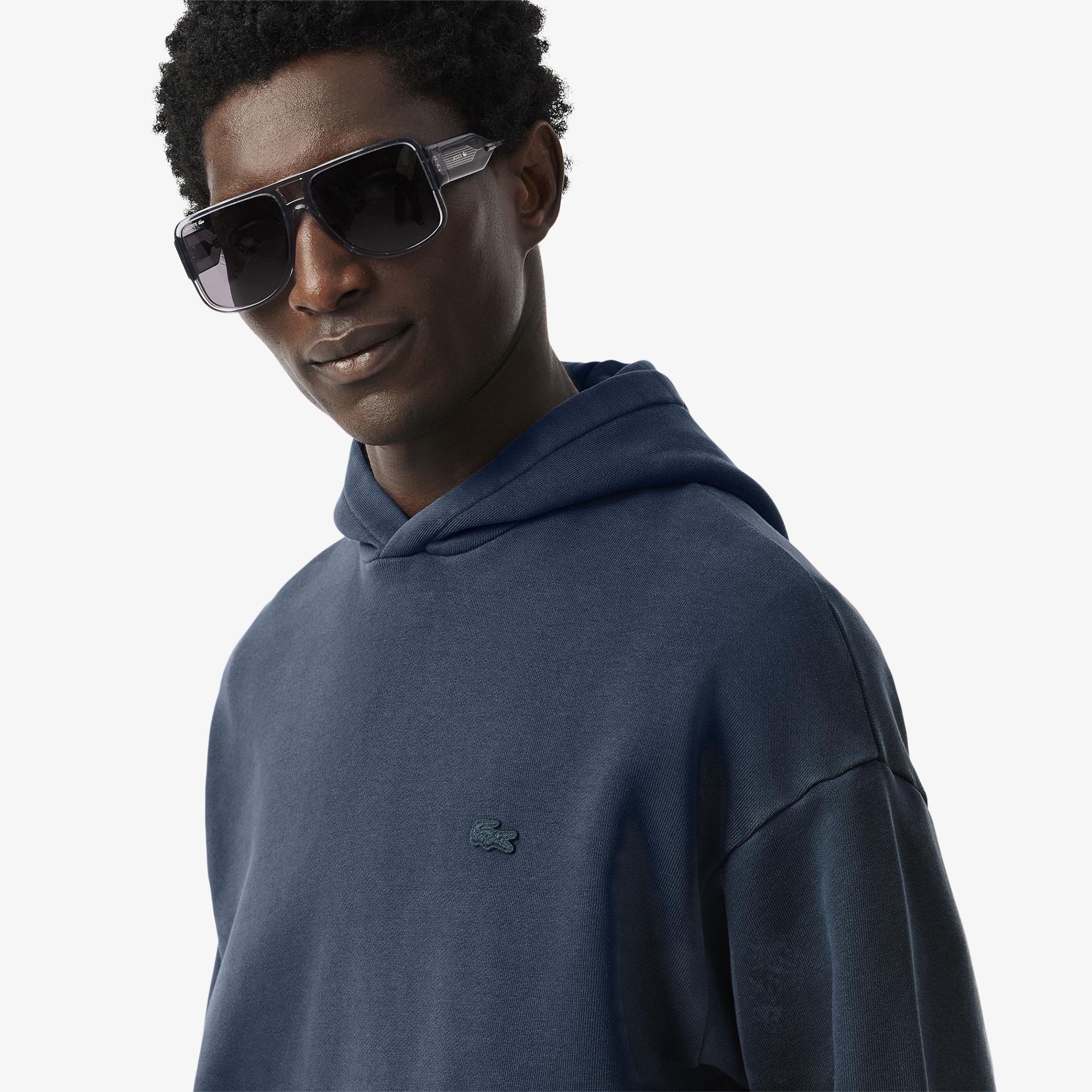 Erkek Loose Fit Kapüşonlu Lacivert Sweatshirt