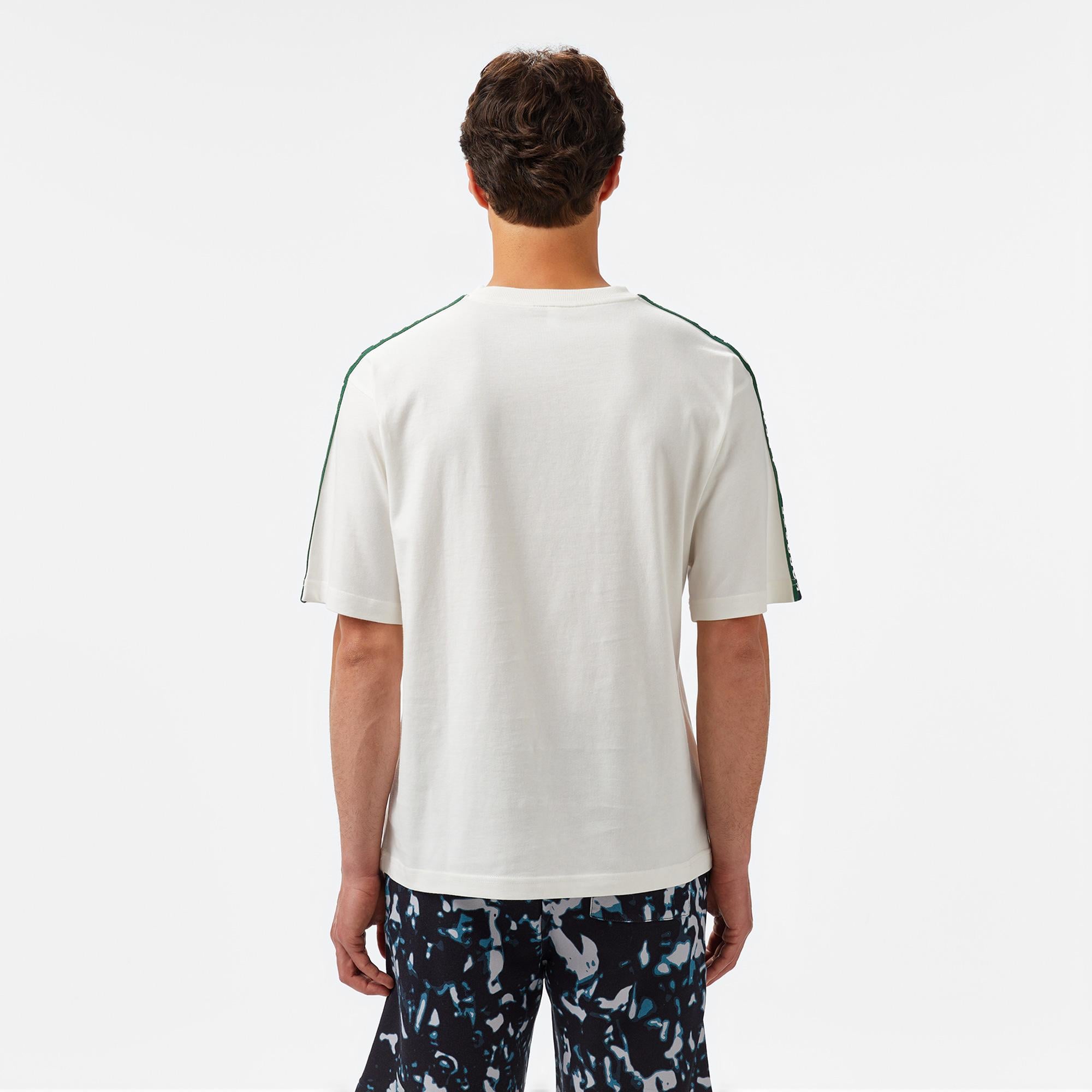 Erkek Relaxed Fit Bisiklet Yaka Baskılı Beyaz T-Shirt