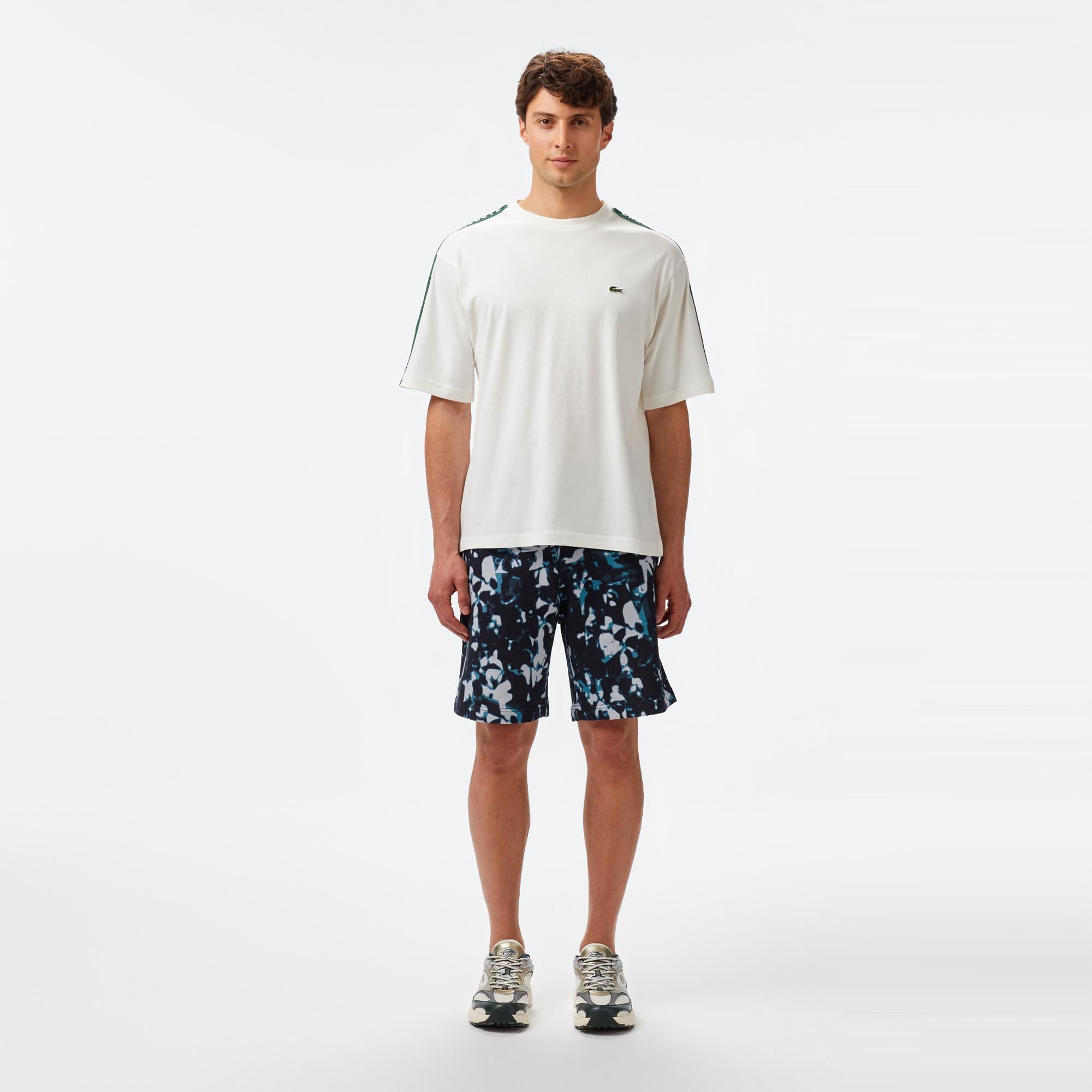 Erkek Relaxed Fit Bisiklet Yaka Baskılı Beyaz T-Shirt