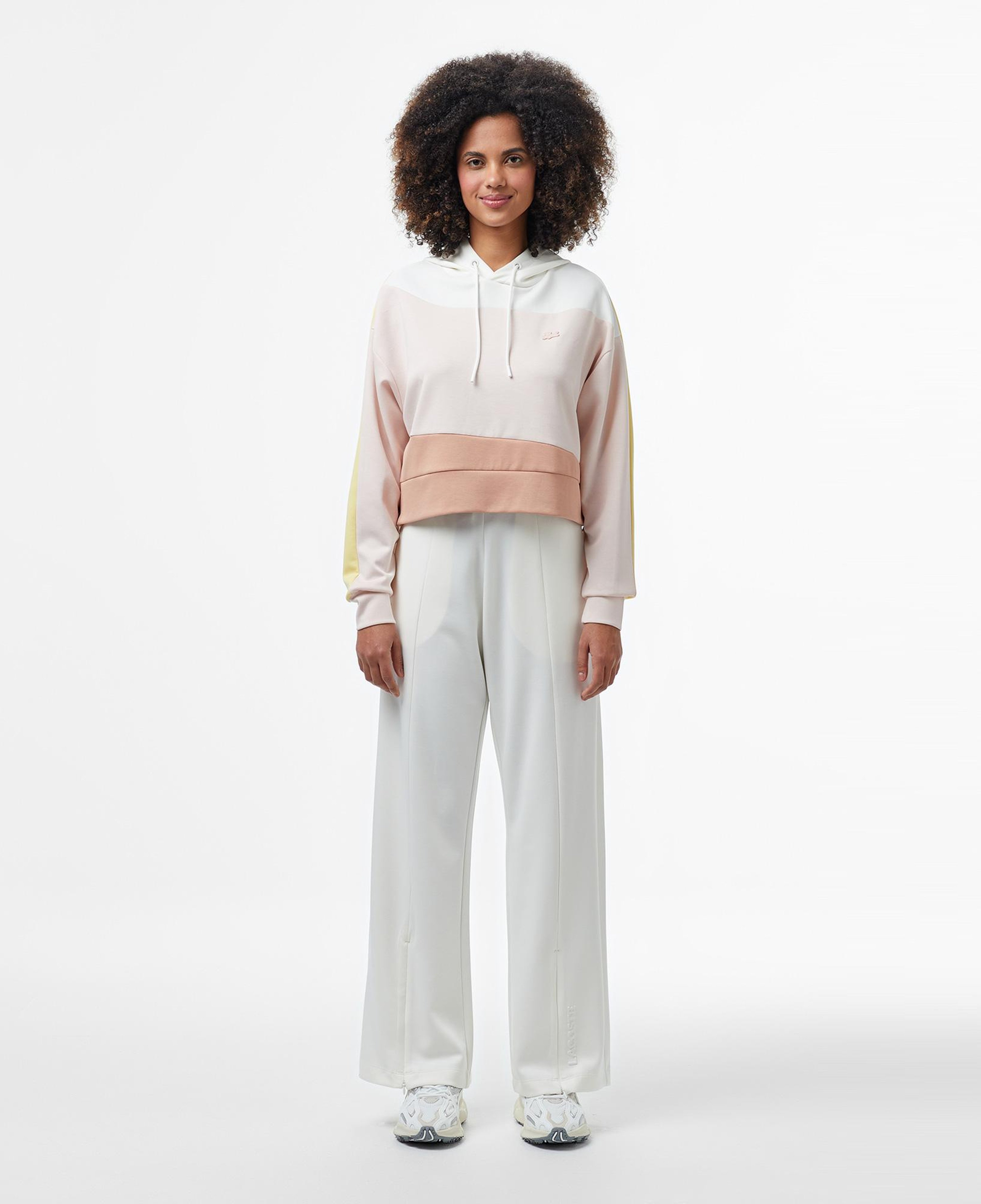 Kadın Kapüşonlu Renk Bloklu Açık Pembe Modal Karışımlı Sweatshirt