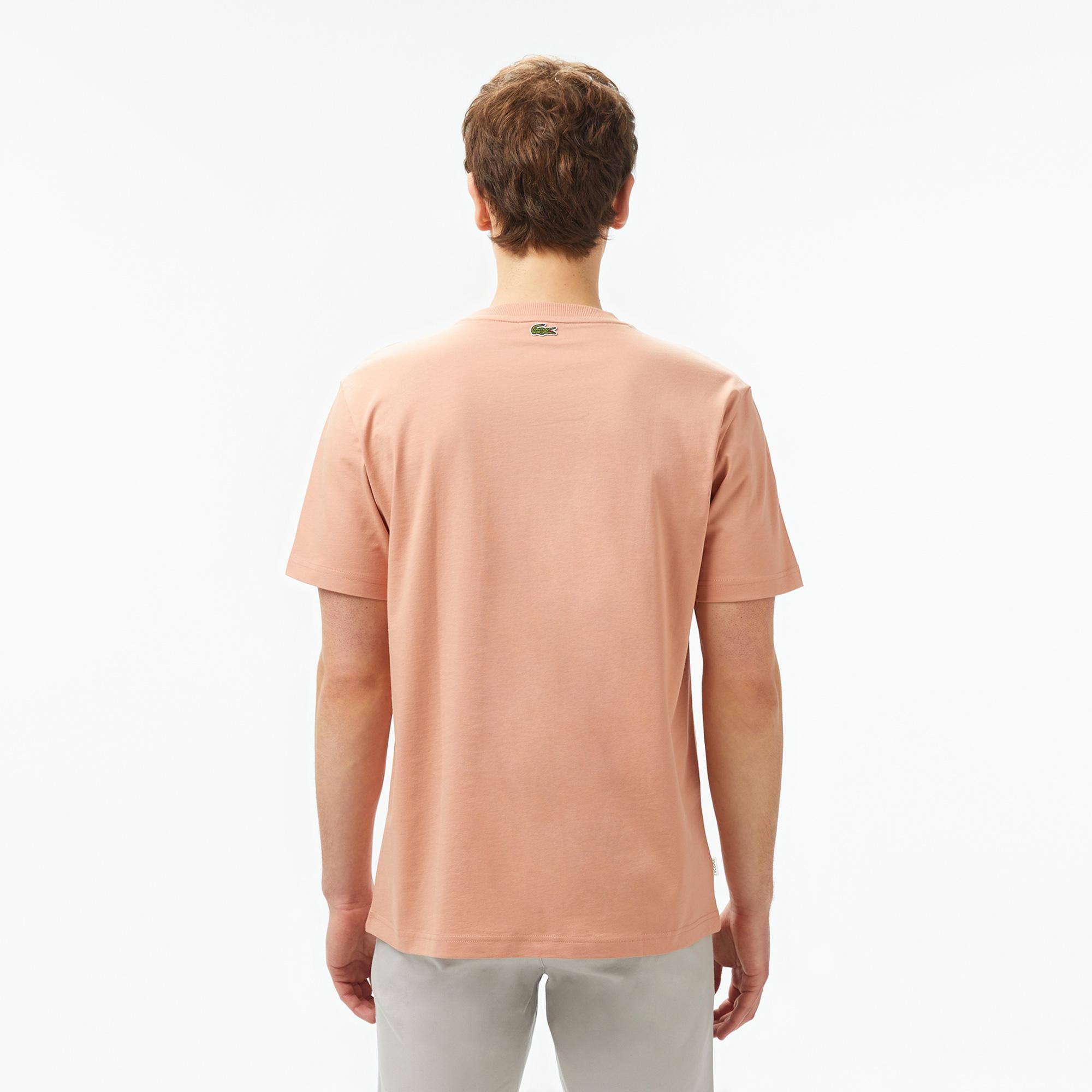 Erkek Regular Fit Bisiklet Yaka Baskılı Açık Kahverengi T-Shirt