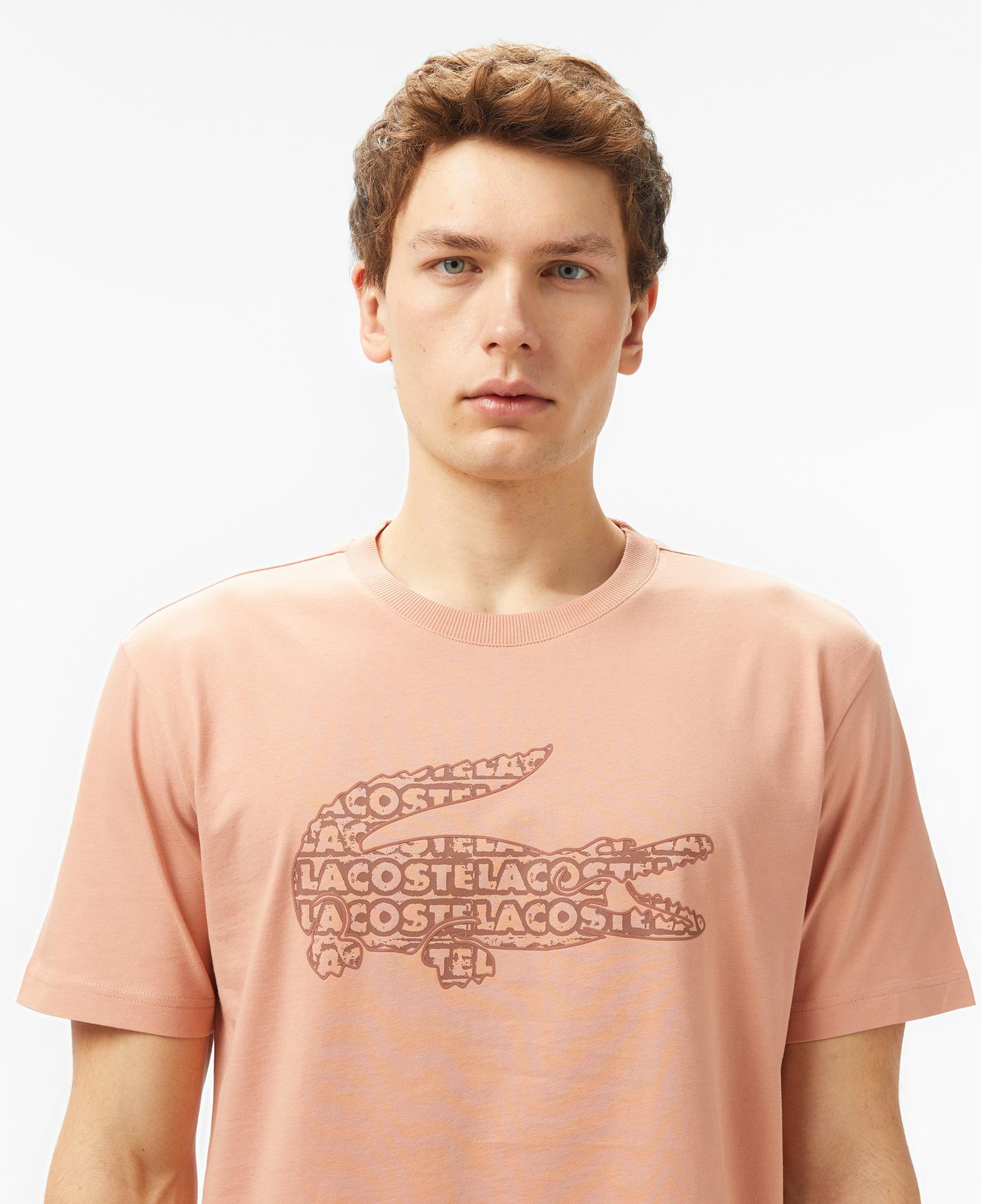 Erkek Regular Fit Bisiklet Yaka Baskılı Açık Kahverengi T-Shirt