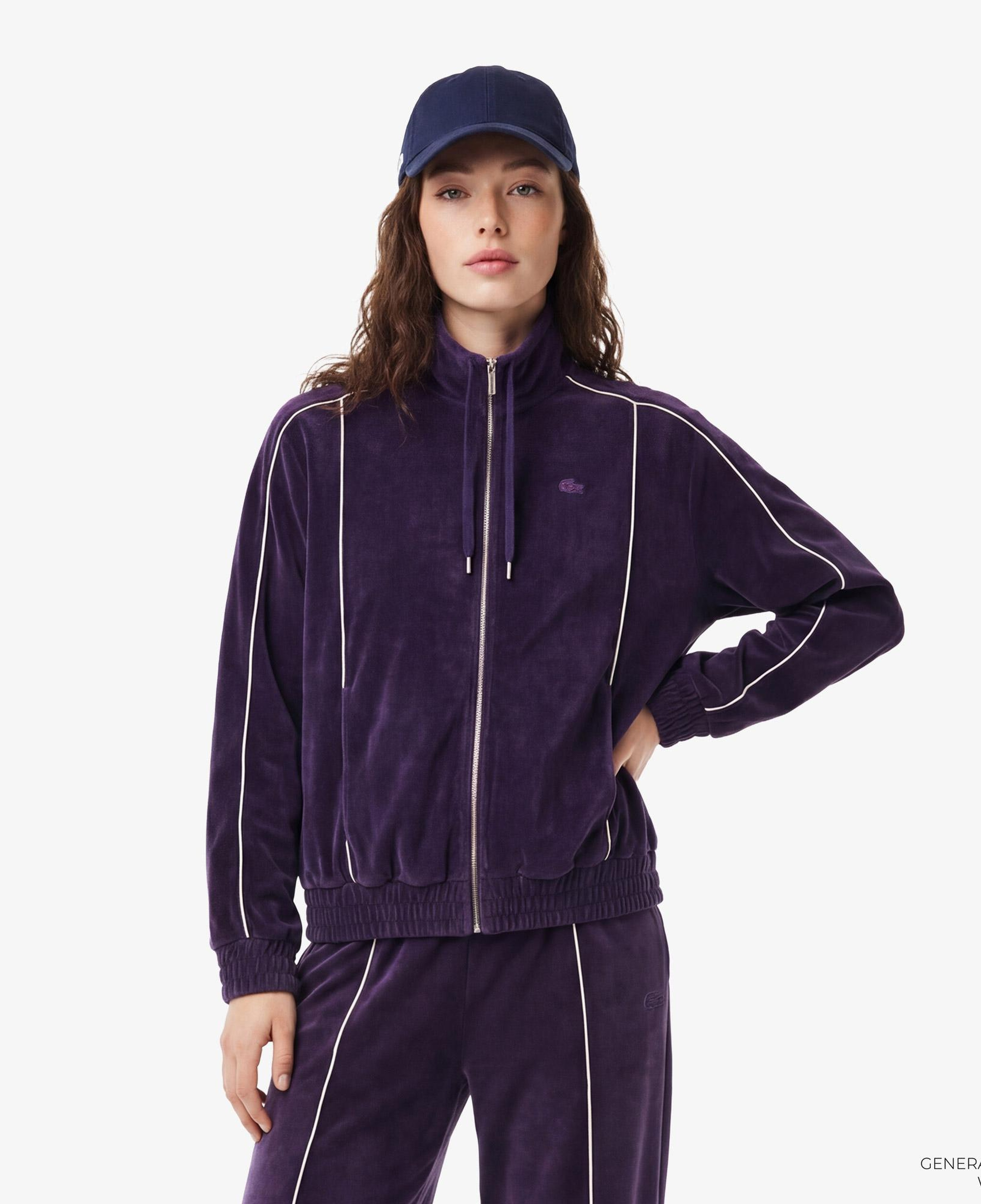 Lacoste Kadın Oversize Fit Fermuarlı Mor Sweatshirt