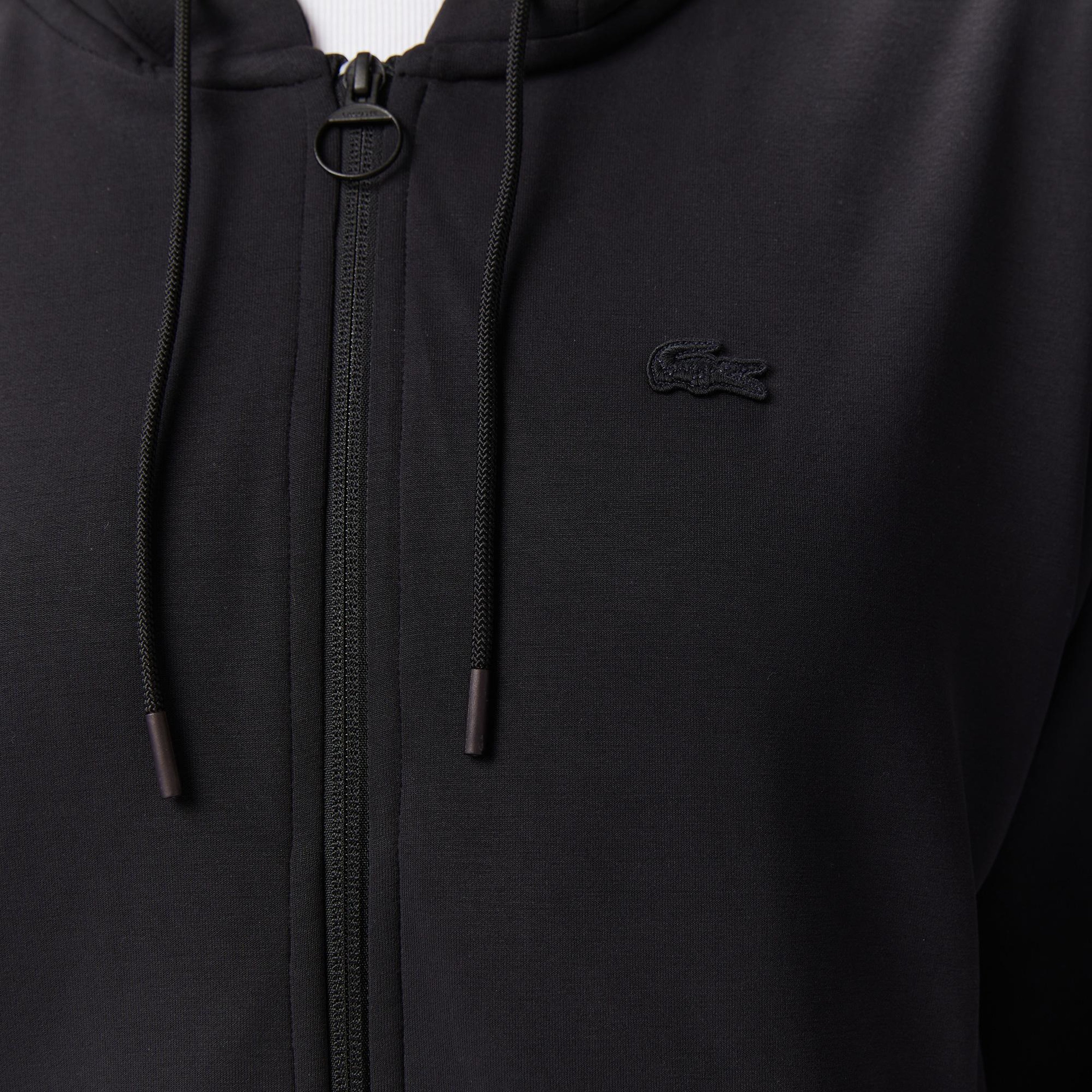 Lacoste Kadın Relaxed Fit Kapüşonlu Siyah Modal Karışımlı Sweatshirt