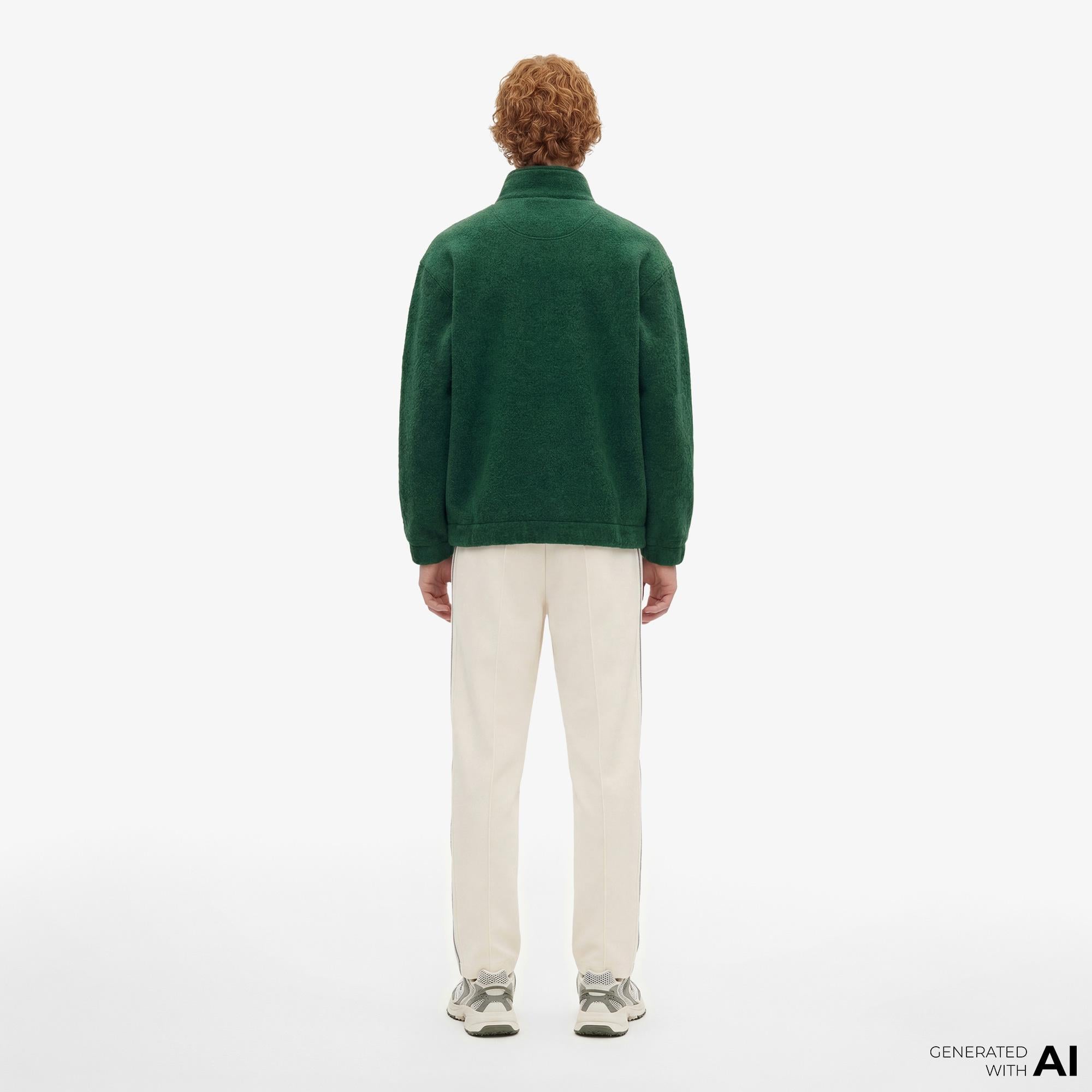 Lacoste Erkek Loose Fit Yarım Fermuarlı Yeşil Sweatshirt