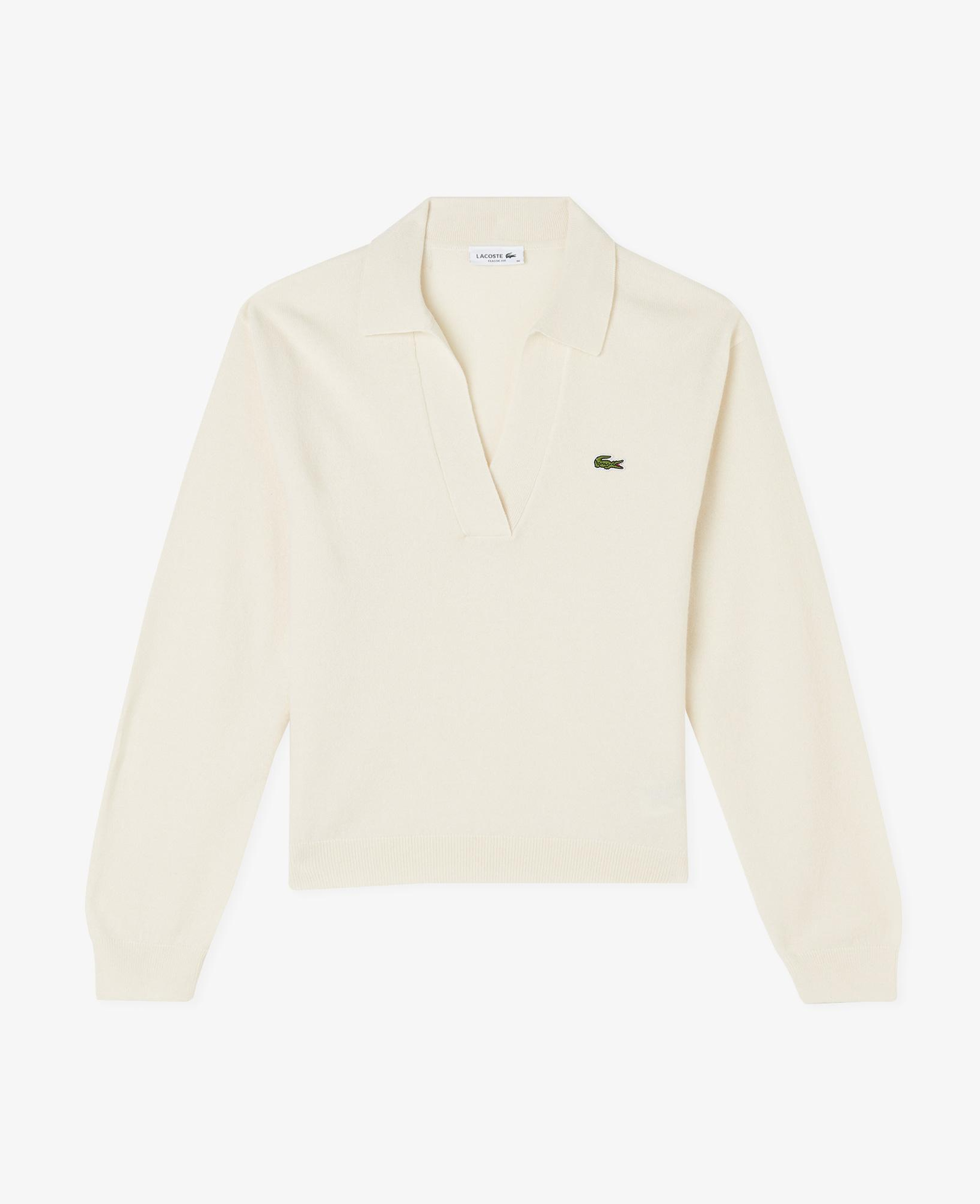 Kadın Classic Fit Polo Yaka Krem Kazak