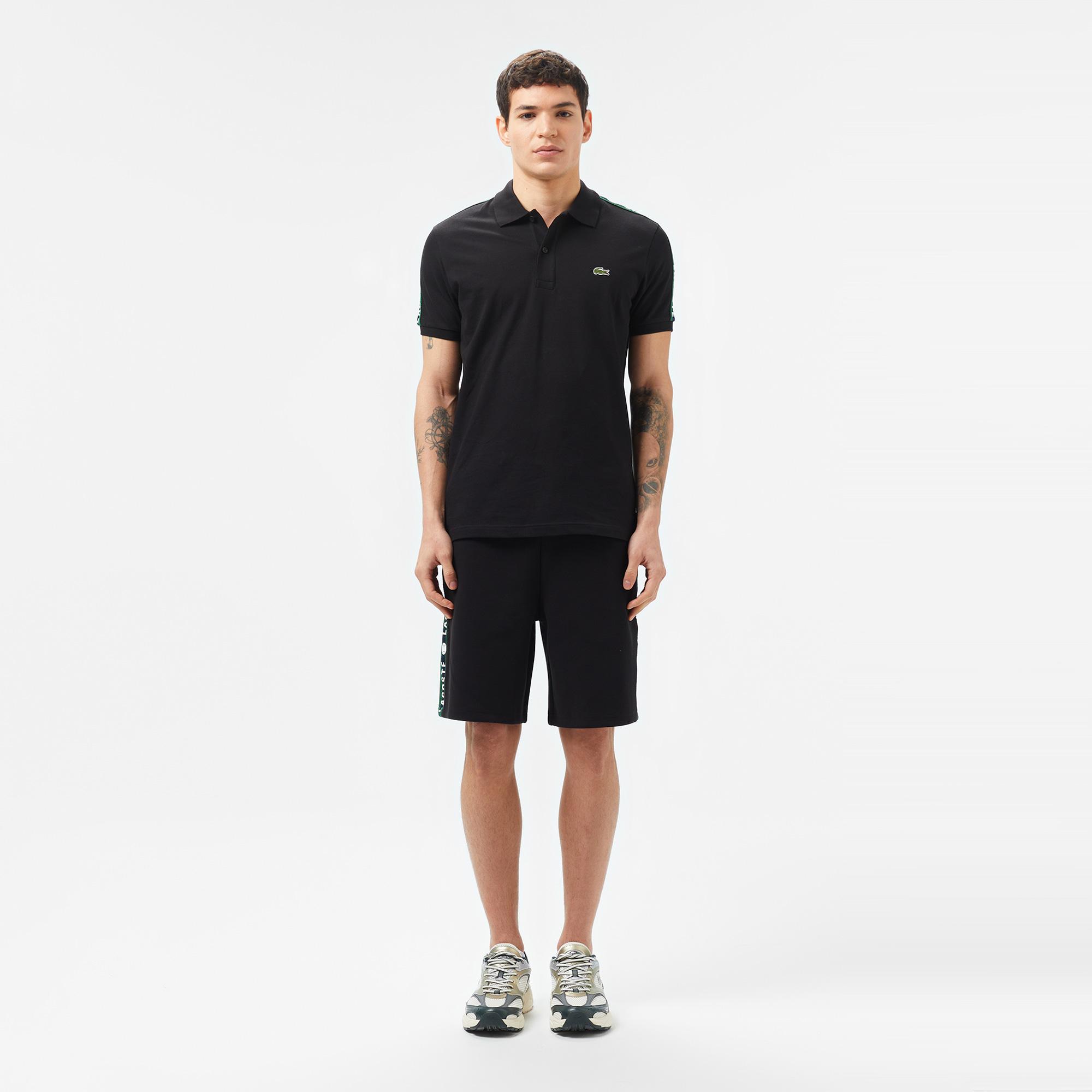 Erkek Regular Fit Baskılı Siyah Polo