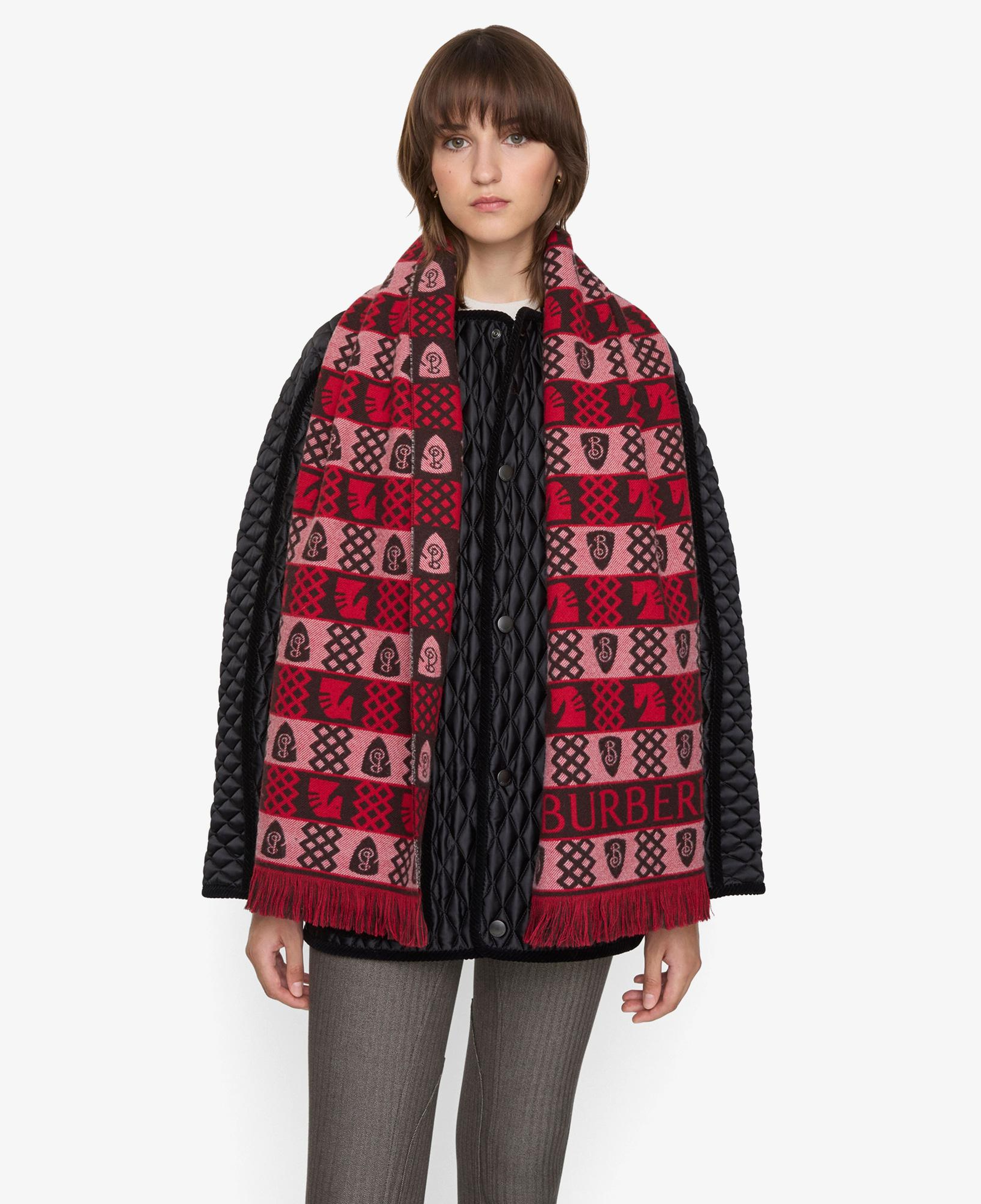 Burberry Archive Repeat Kadın Kırmızı Yün Atkı