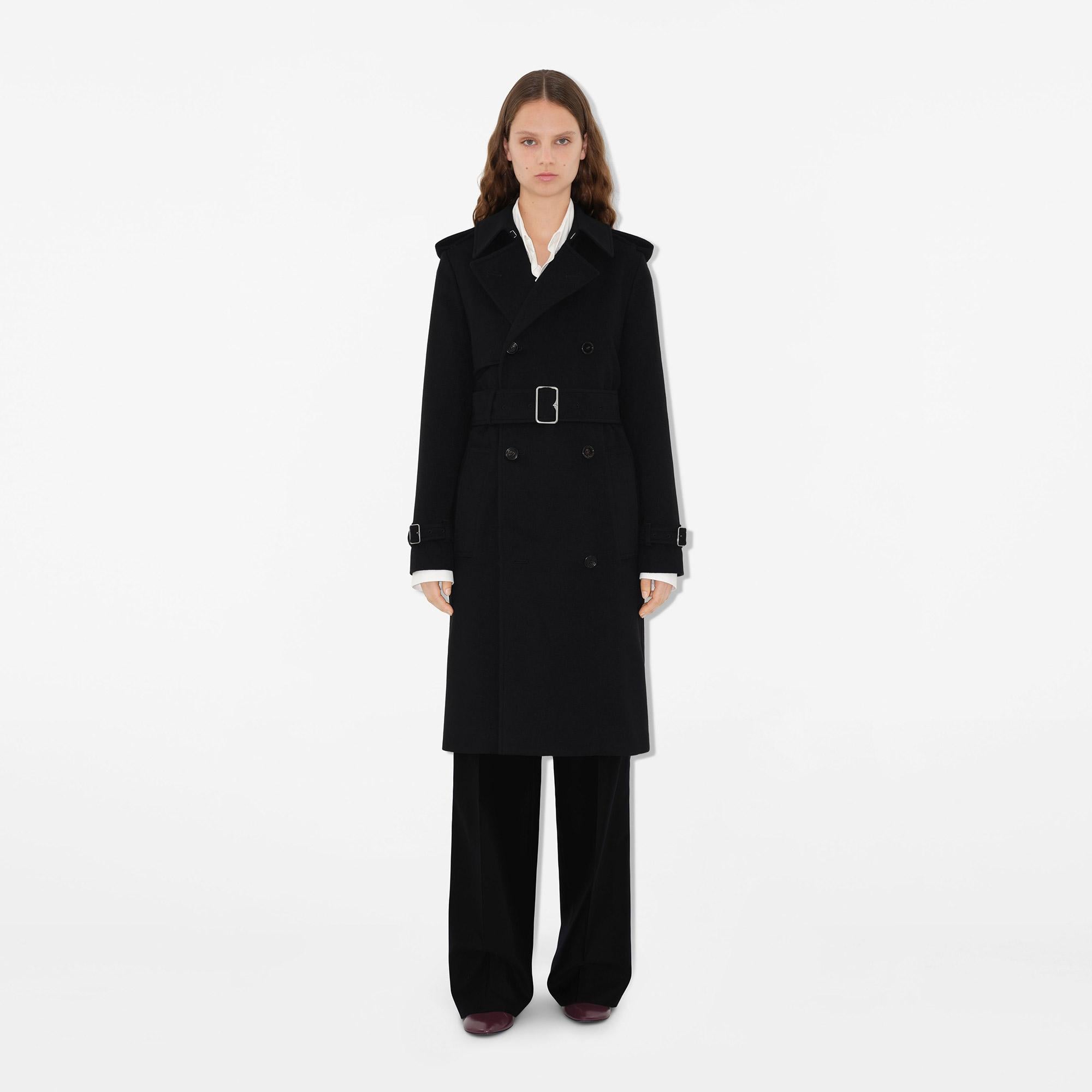 Burberry Kaşmir Trench Kadın Siyah Mont