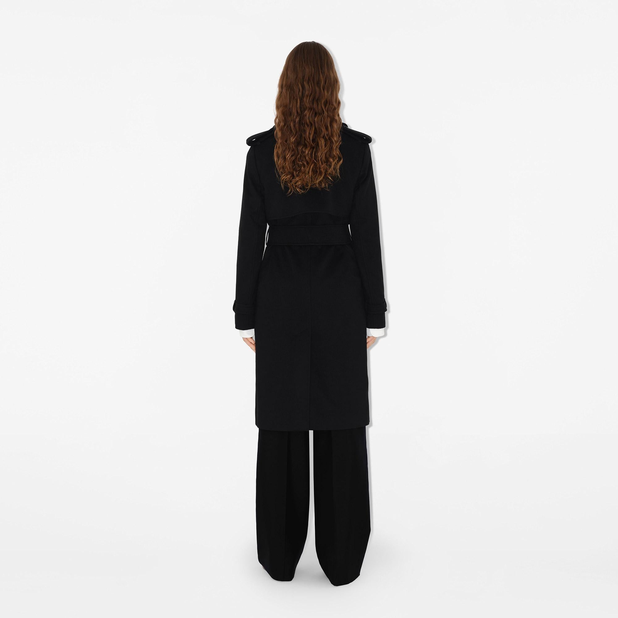 Burberry Kaşmir Trench Kadın Siyah Mont