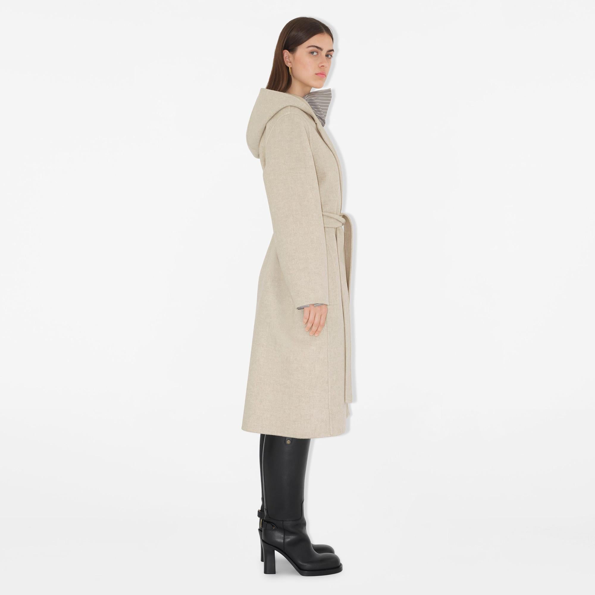 Burberry Cashmere Hooded Kadın Krem Palto