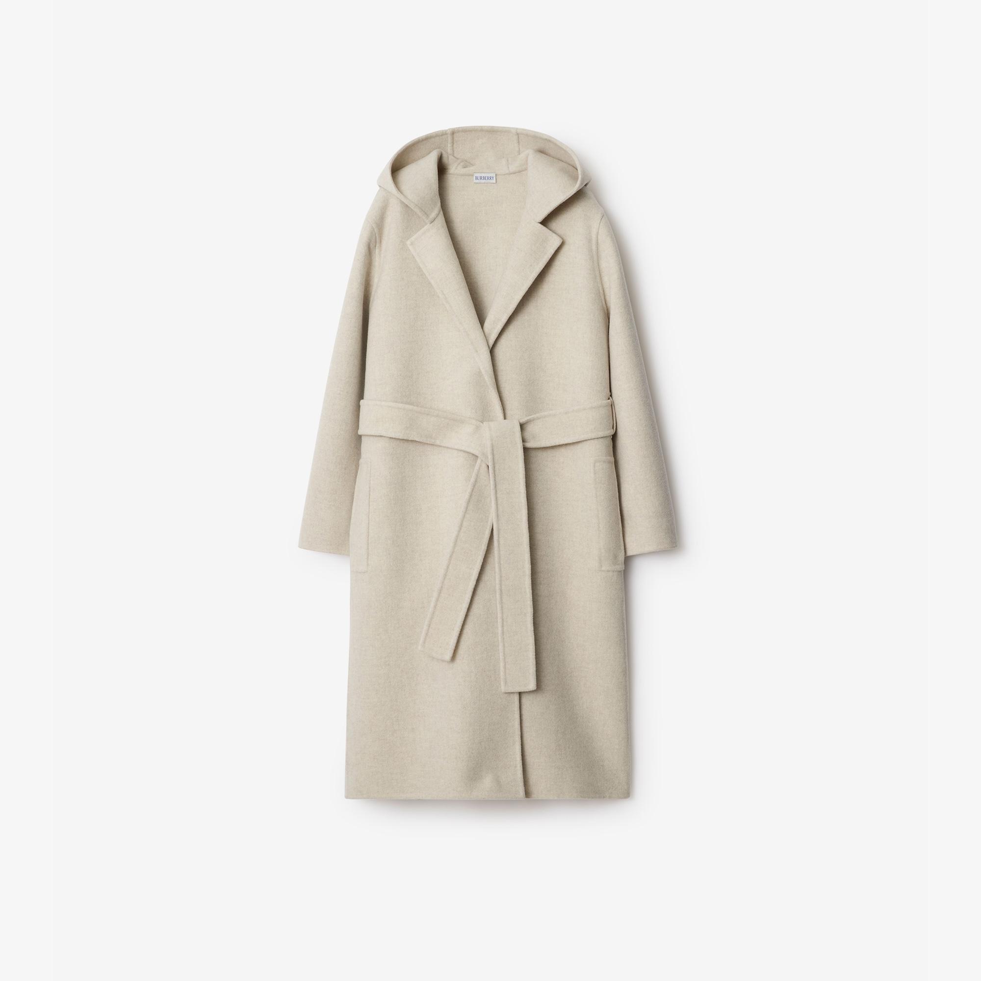 Burberry Cashmere Hooded Kadın Krem Palto