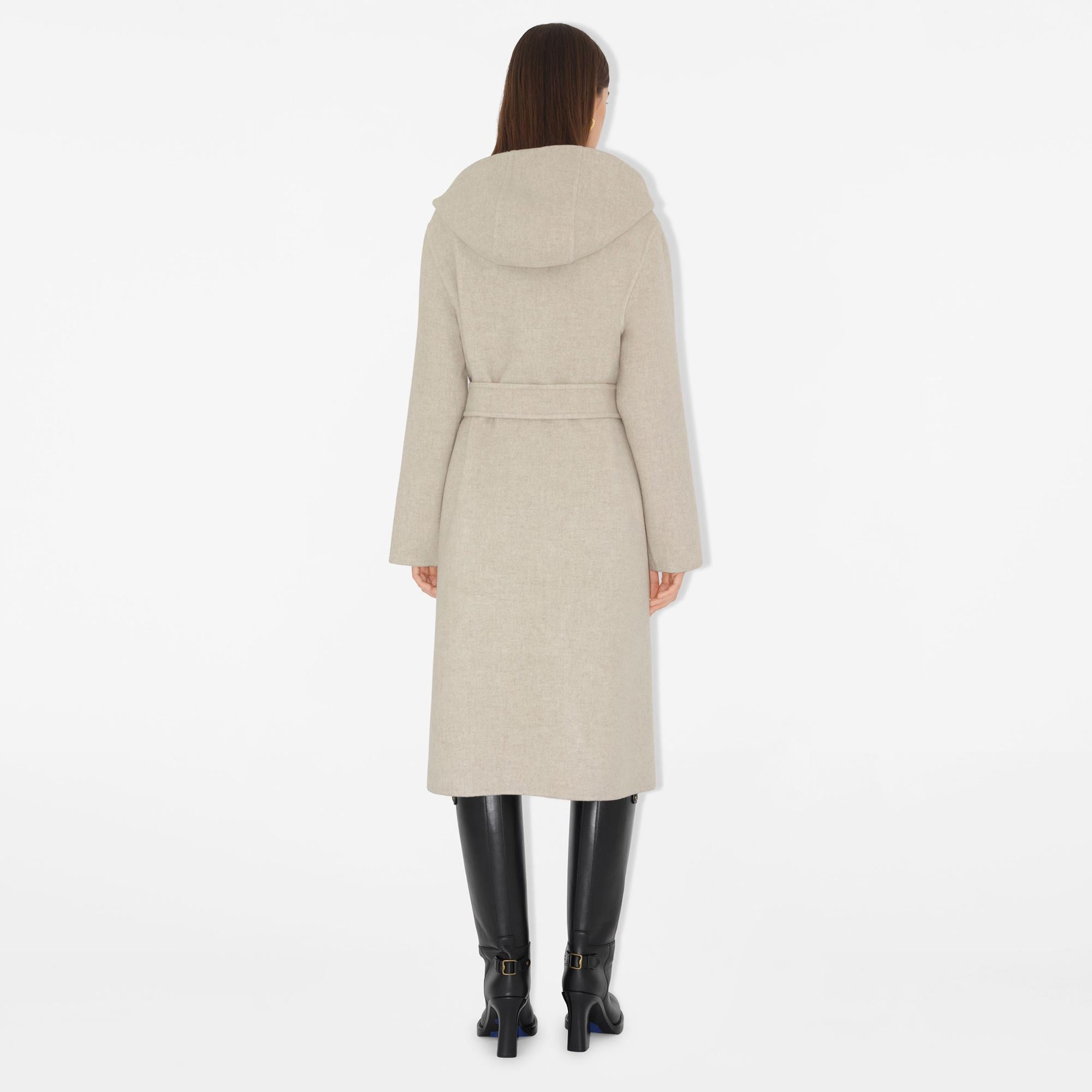 Burberry Cashmere Hooded Kadın Krem Palto