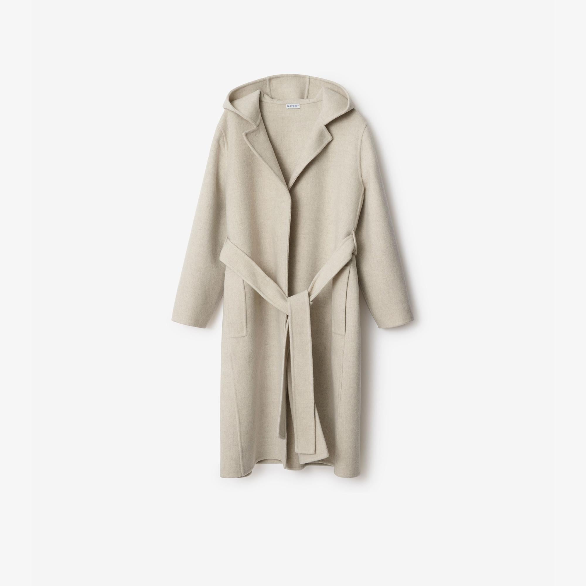 Burberry Cashmere Hooded Kadın Krem Palto