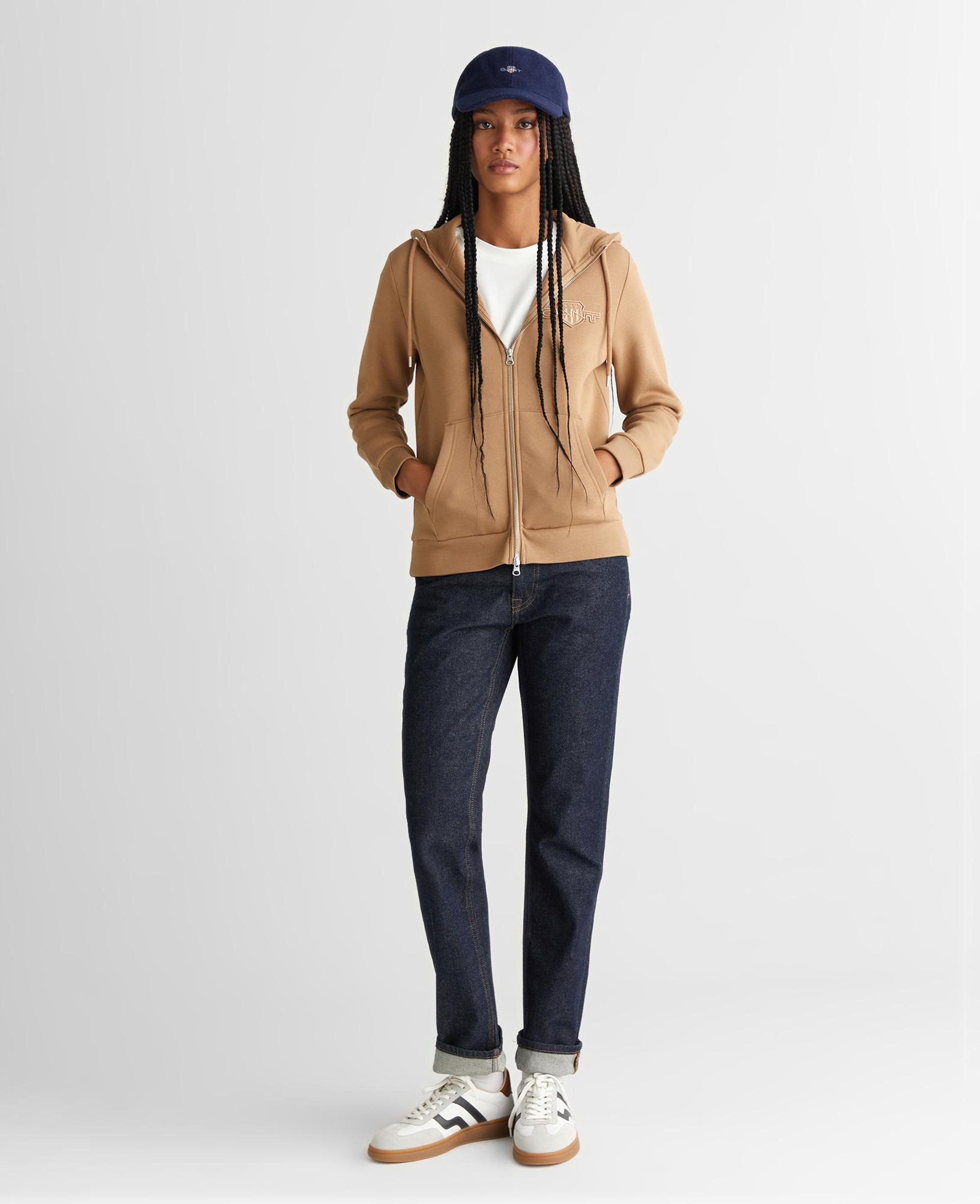 GANT Kadın Yeşil Regular Fit Kapüşonlu Fermuarlıı Sweatshirt