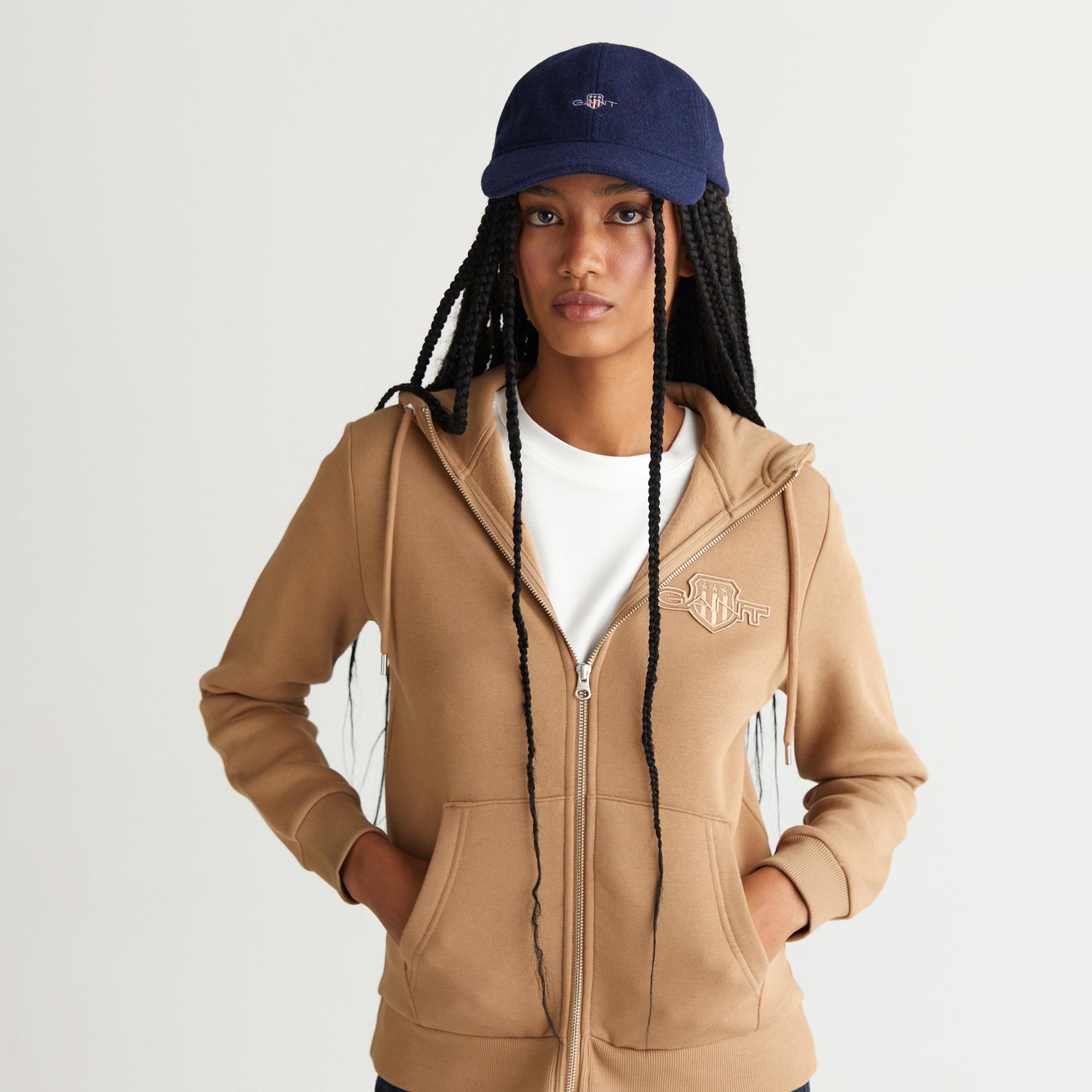 GANT Kadın Yeşil Regular Fit Kapüşonlu Fermuarlıı Sweatshirt