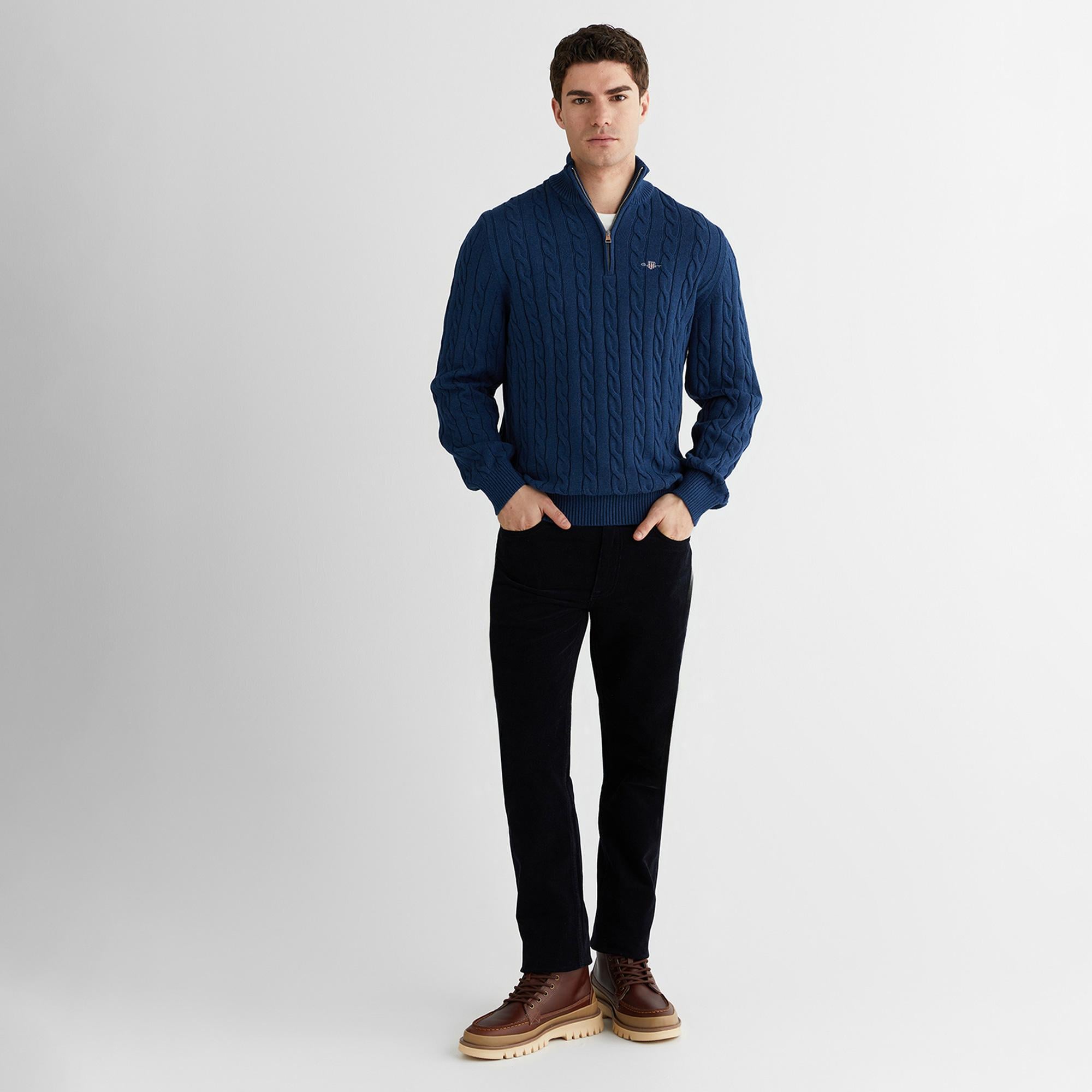 GANT Erkek Mavi Regular Fit Kazak