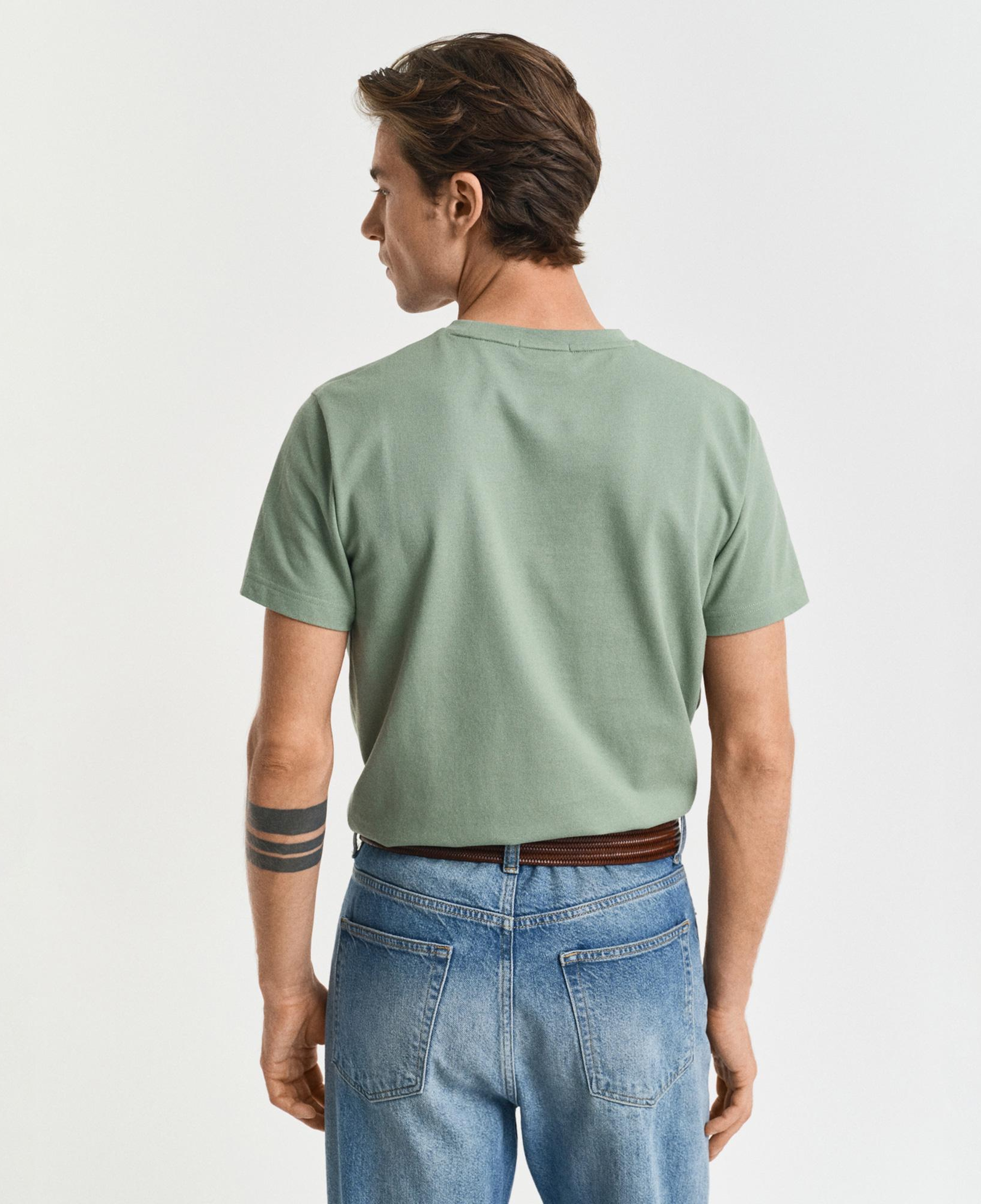 GANT Erkek Yeşil Slim Fit Bisiklet Yaka T-Shirt