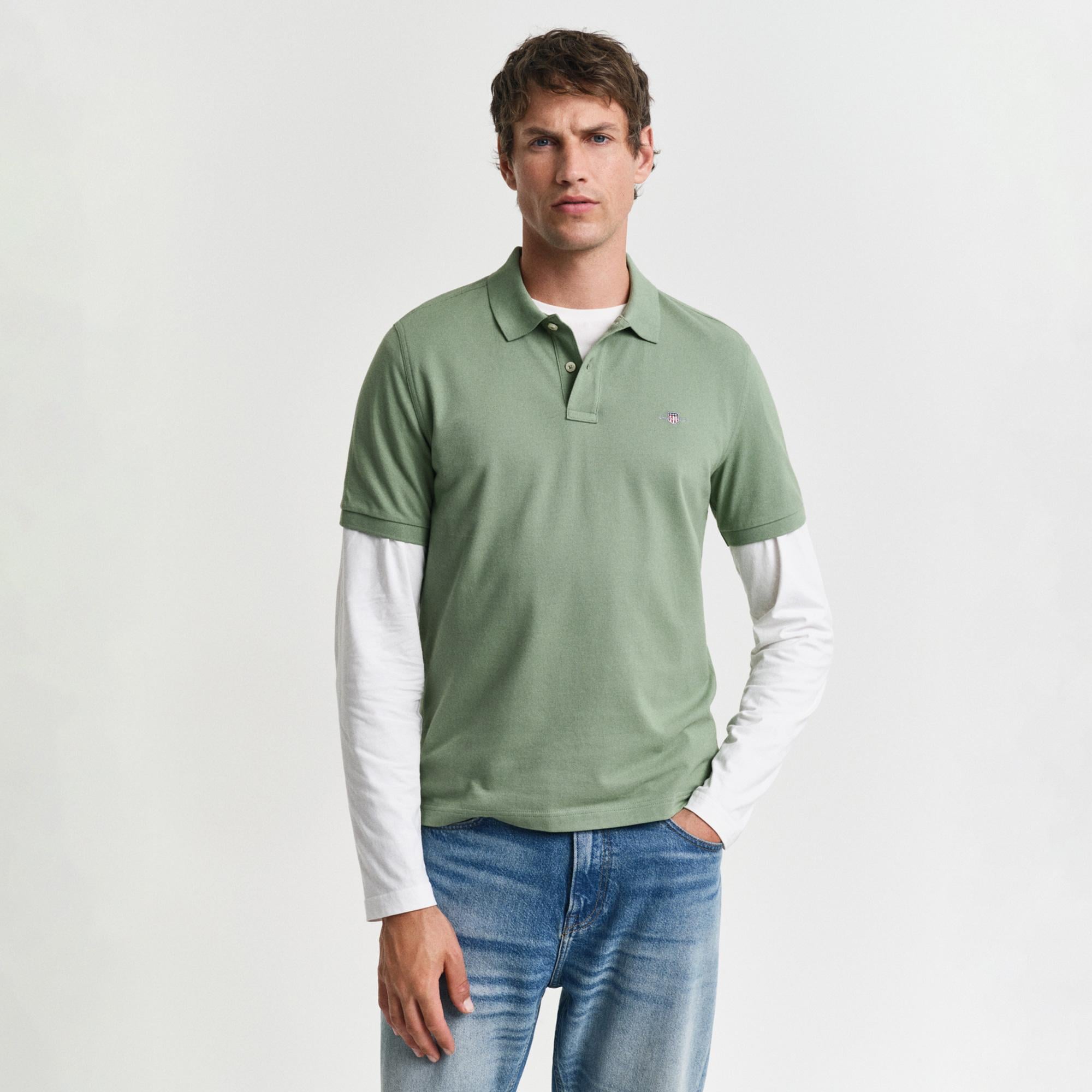 GANT Erkek Yeşil Regular Fit Polo